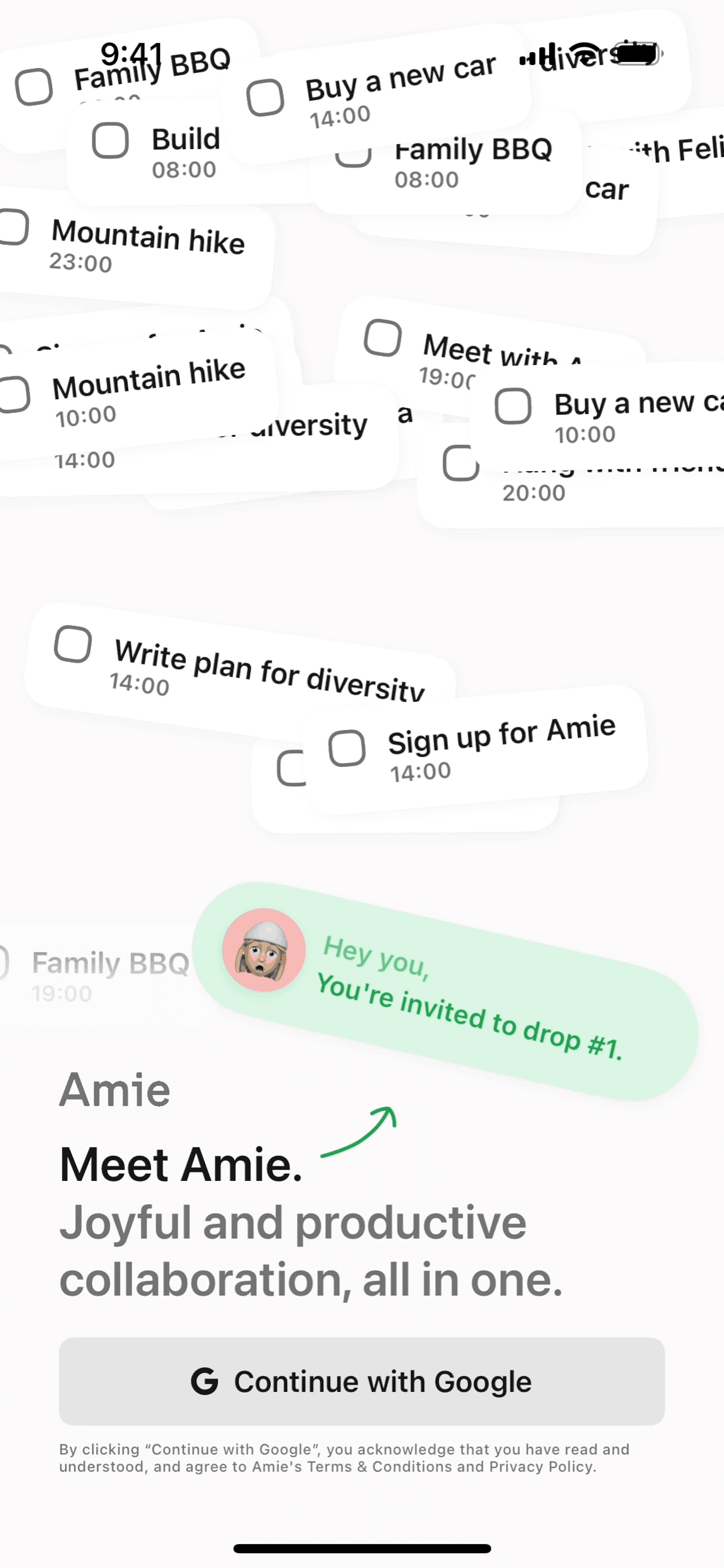 Amie iOS Productivity interface screenshot 2