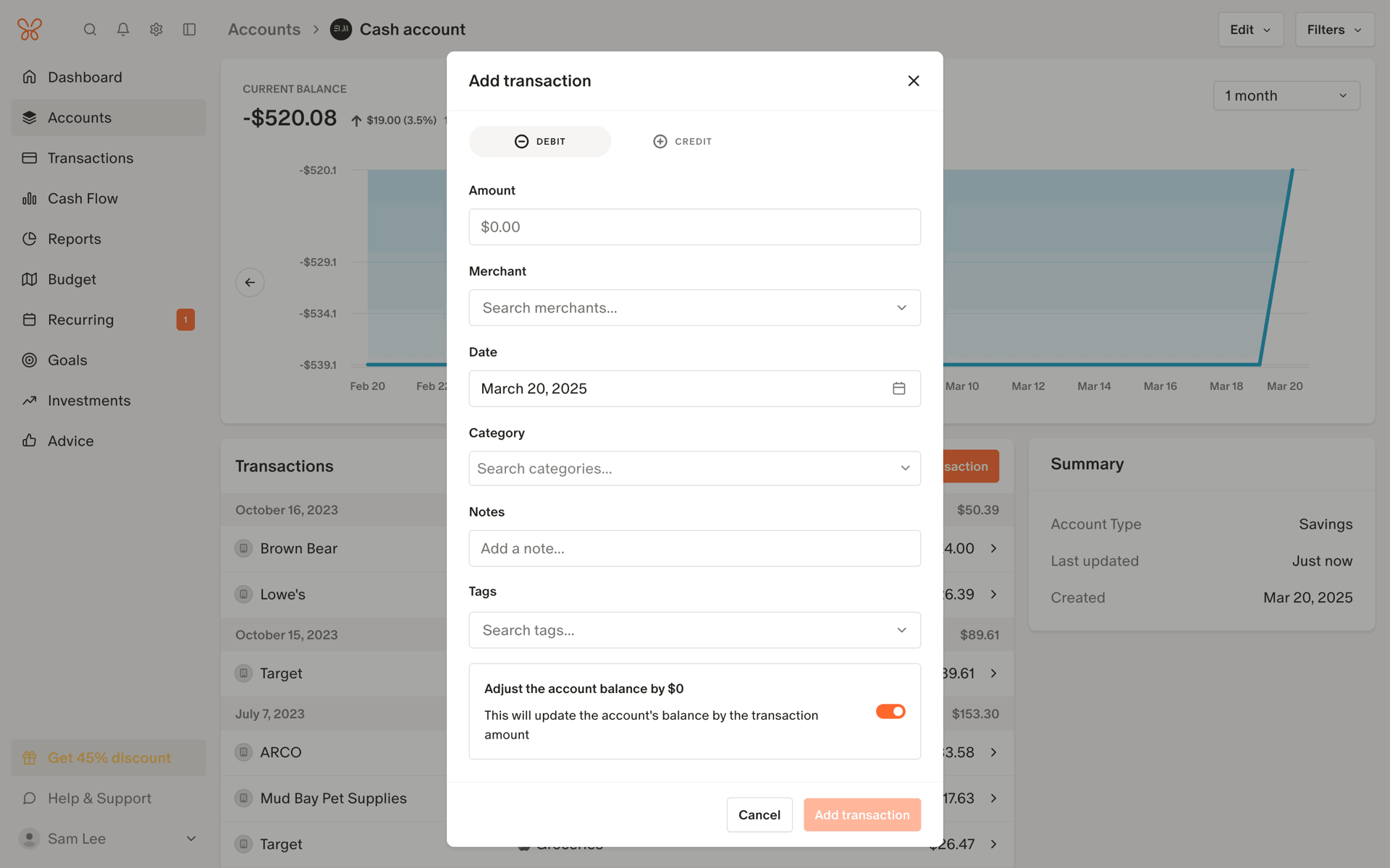 Monarch Web Finance interface screenshot 13