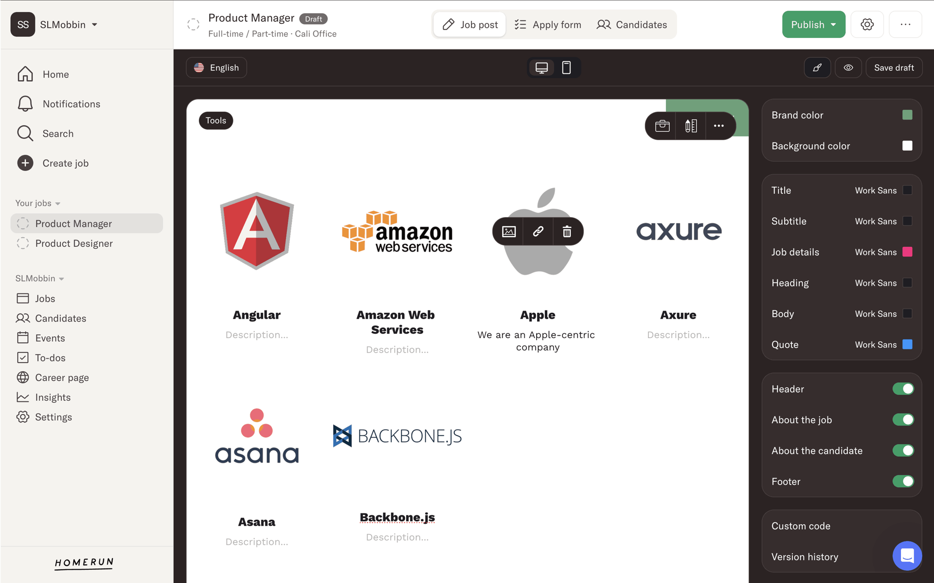 Homerun Web Business interface screenshot 11
