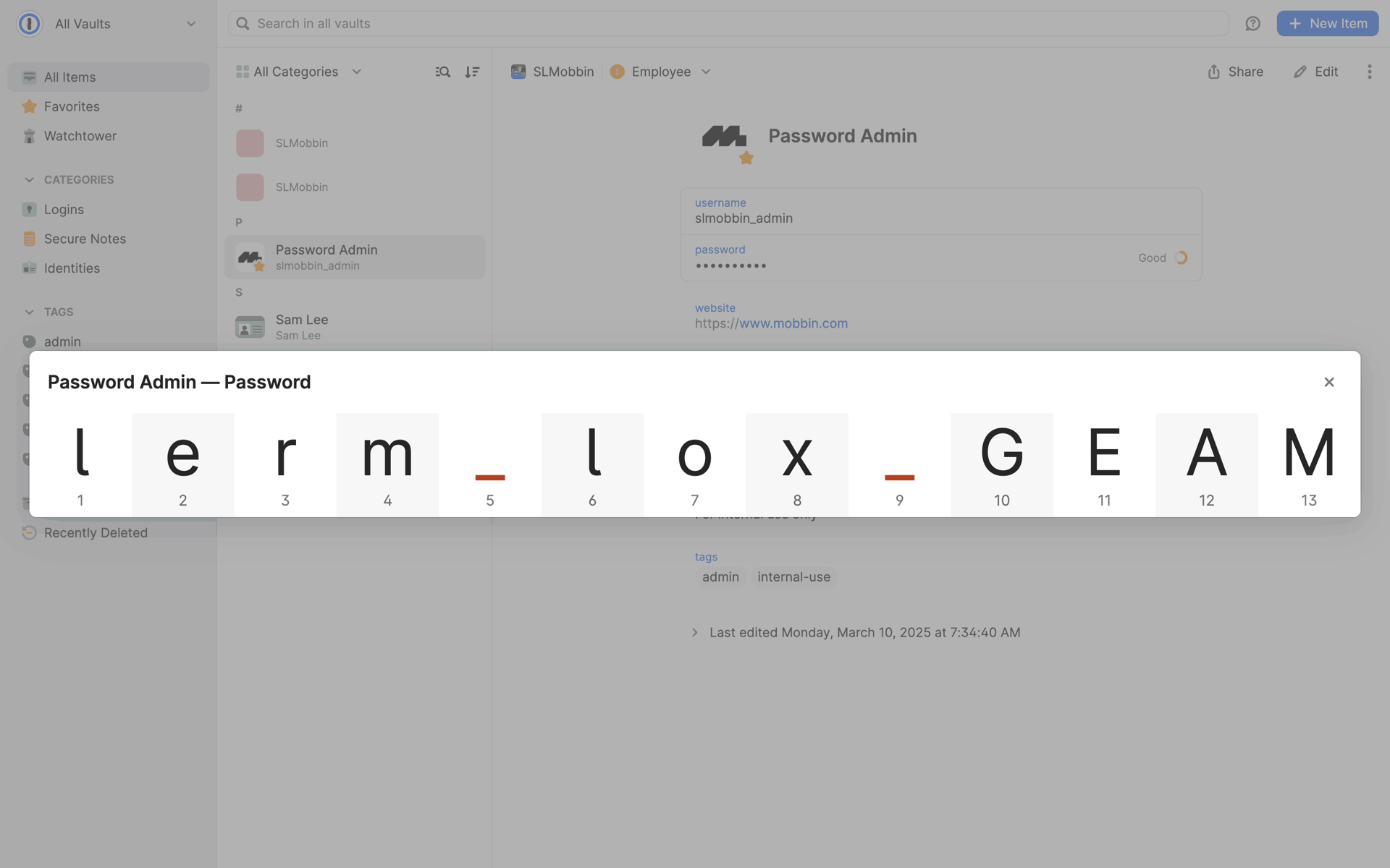 1Password Web Productivity interface screenshot 5