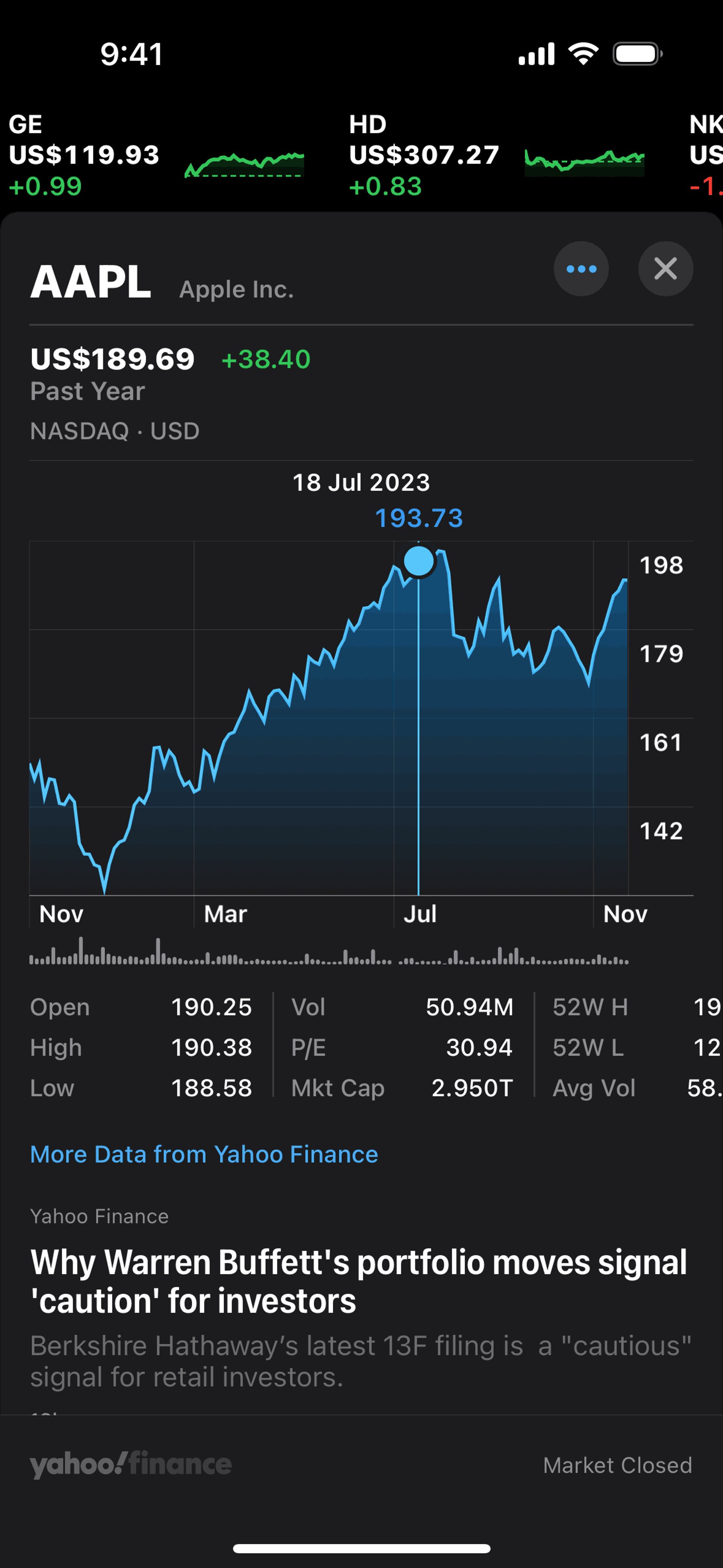 Stocks iOS Finance interface screenshot 14