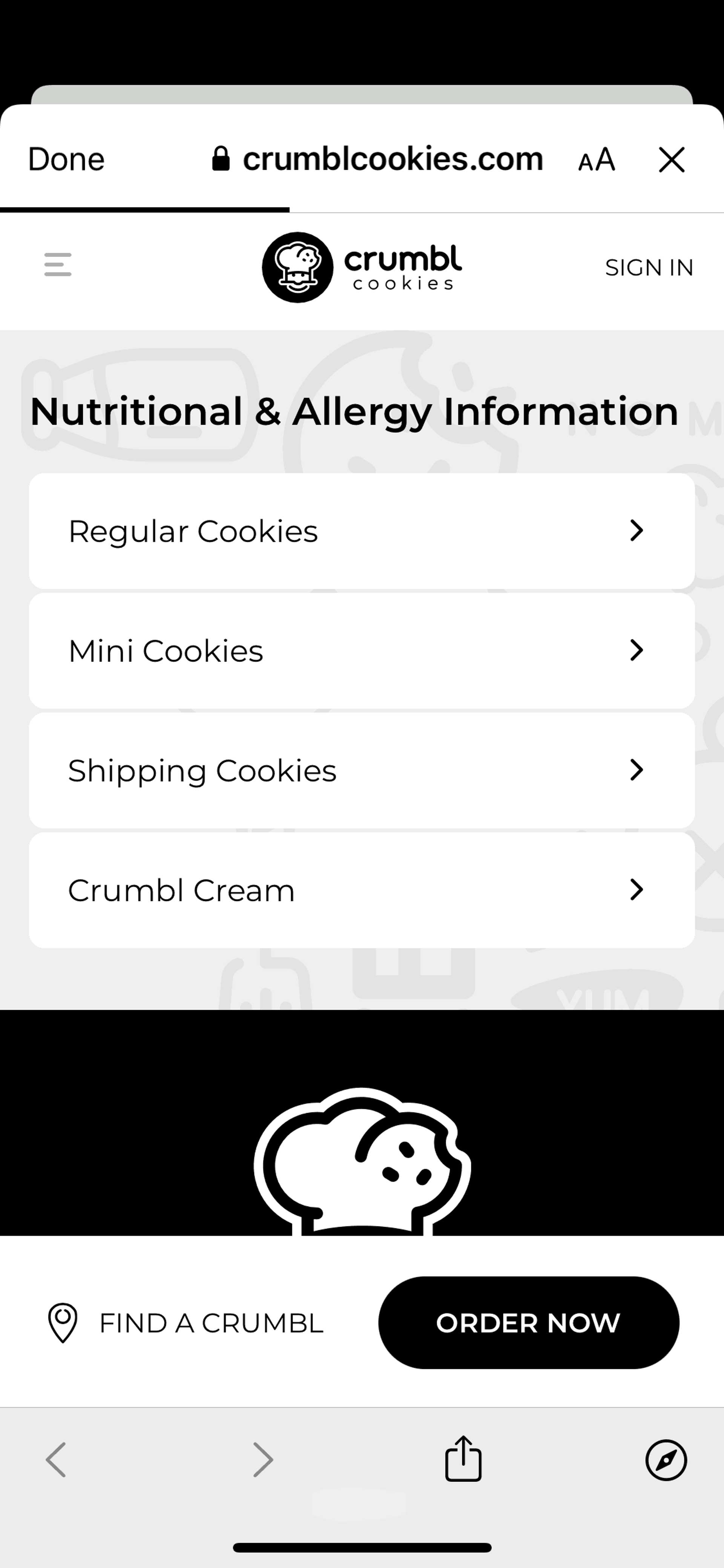 Crumbl Cookies iOS Food & Drink interface screenshot 21