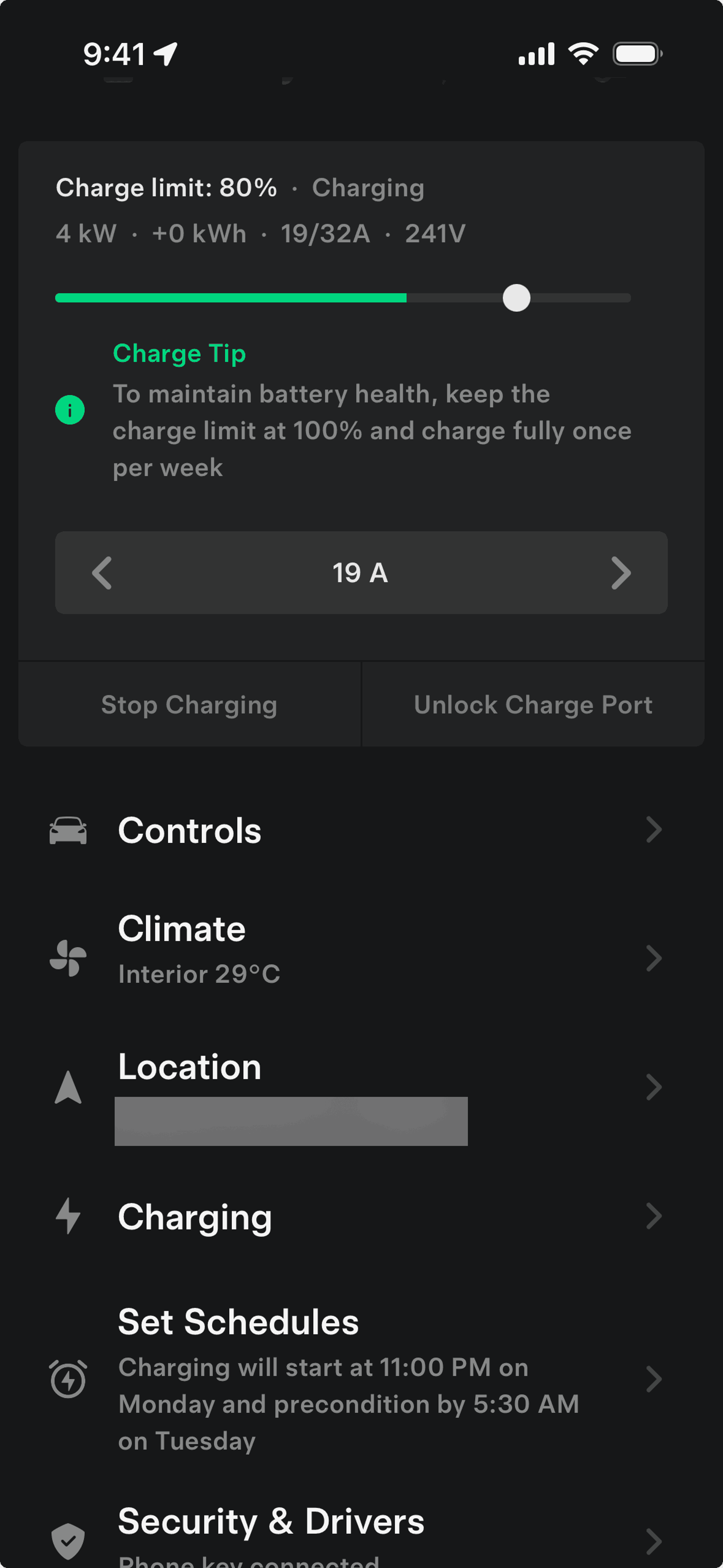 Tesla iOS Travel & Transportation interface screenshot 19