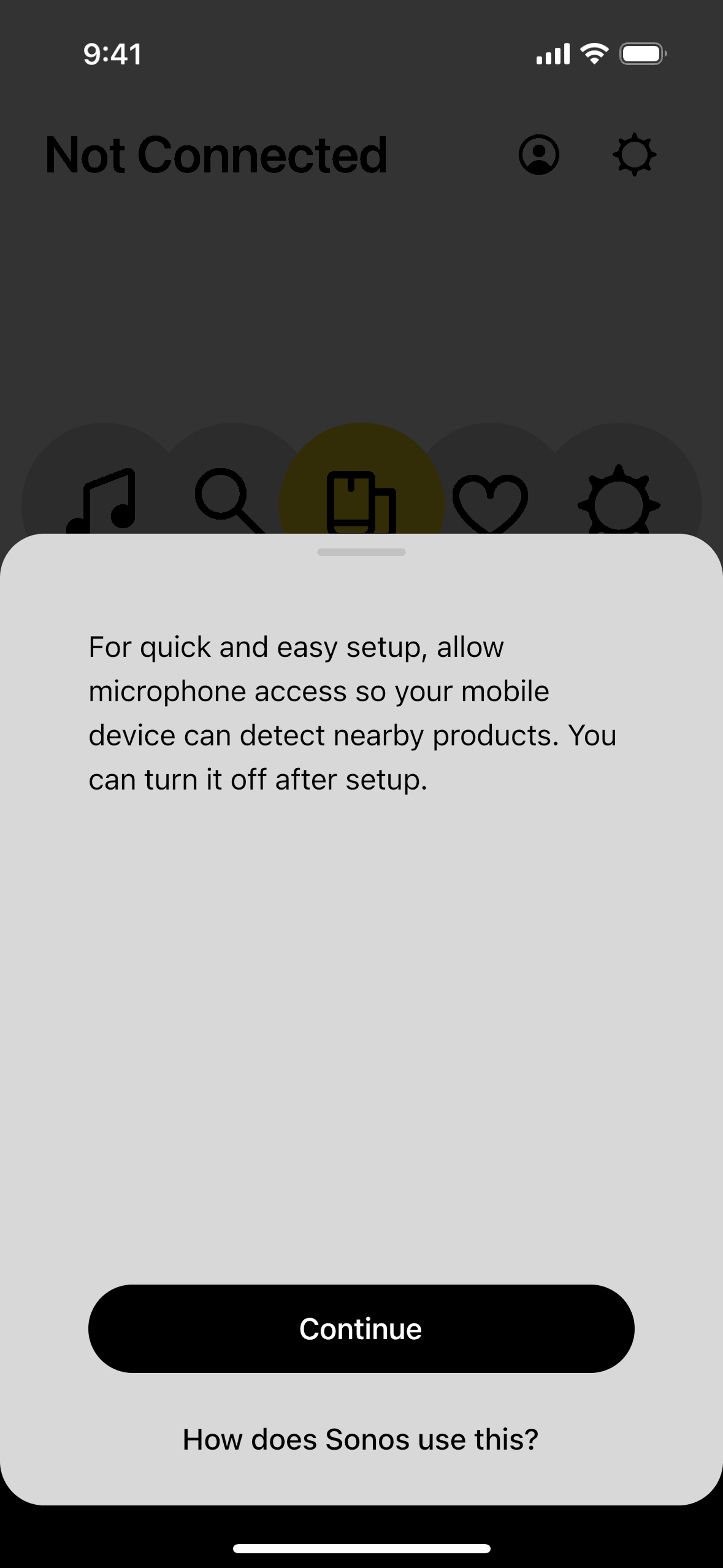 Adding a speaker on Sonos (ios) screen 2