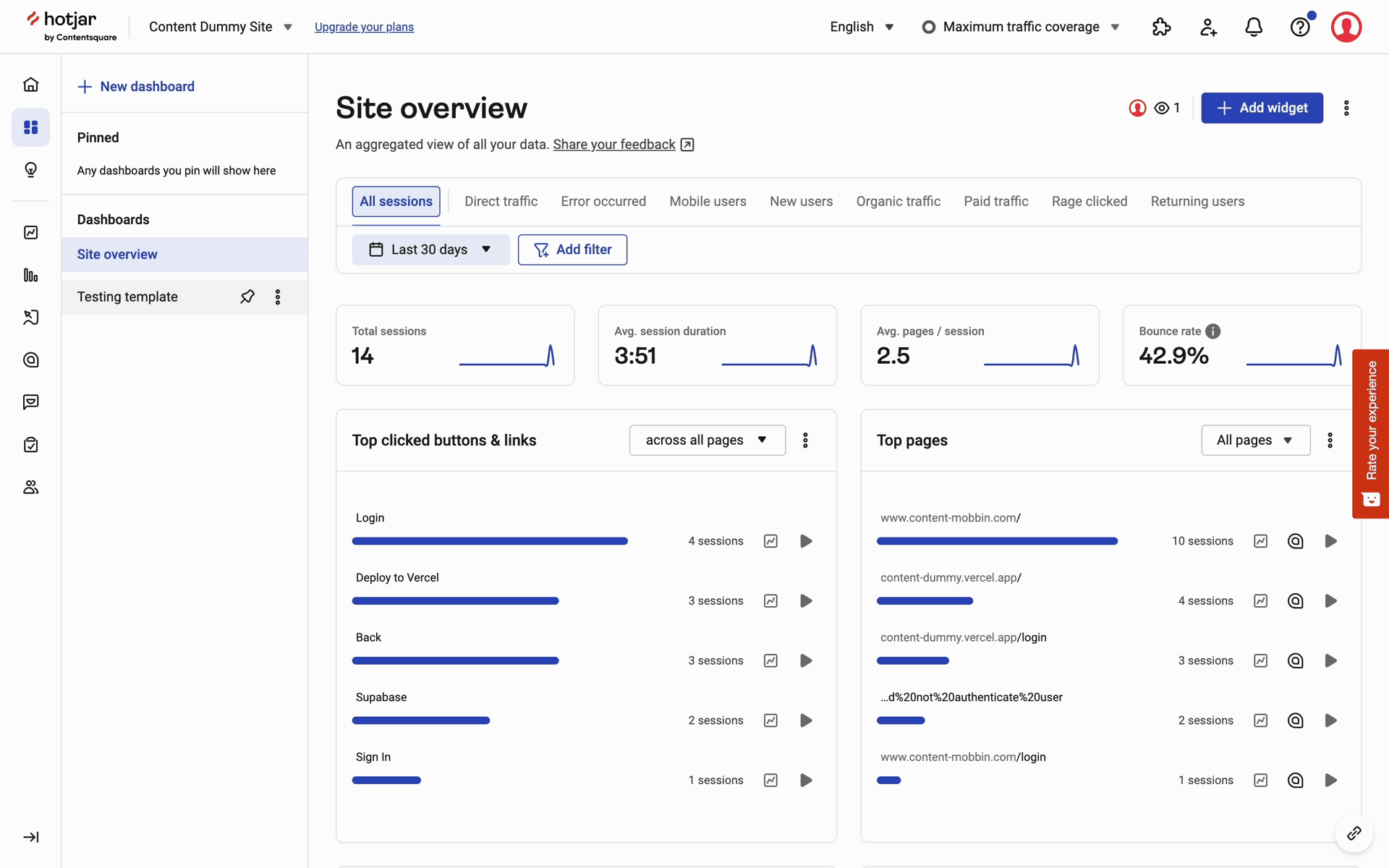 Hotjar Web Business interface screenshot 12