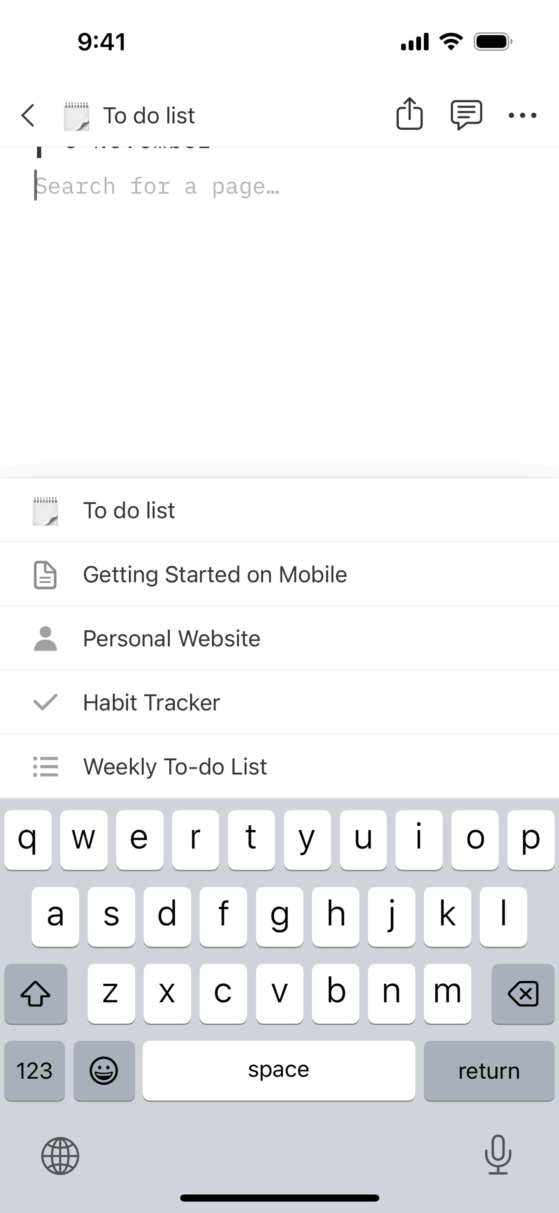 Notion iOS Collaboration interface screenshot 14