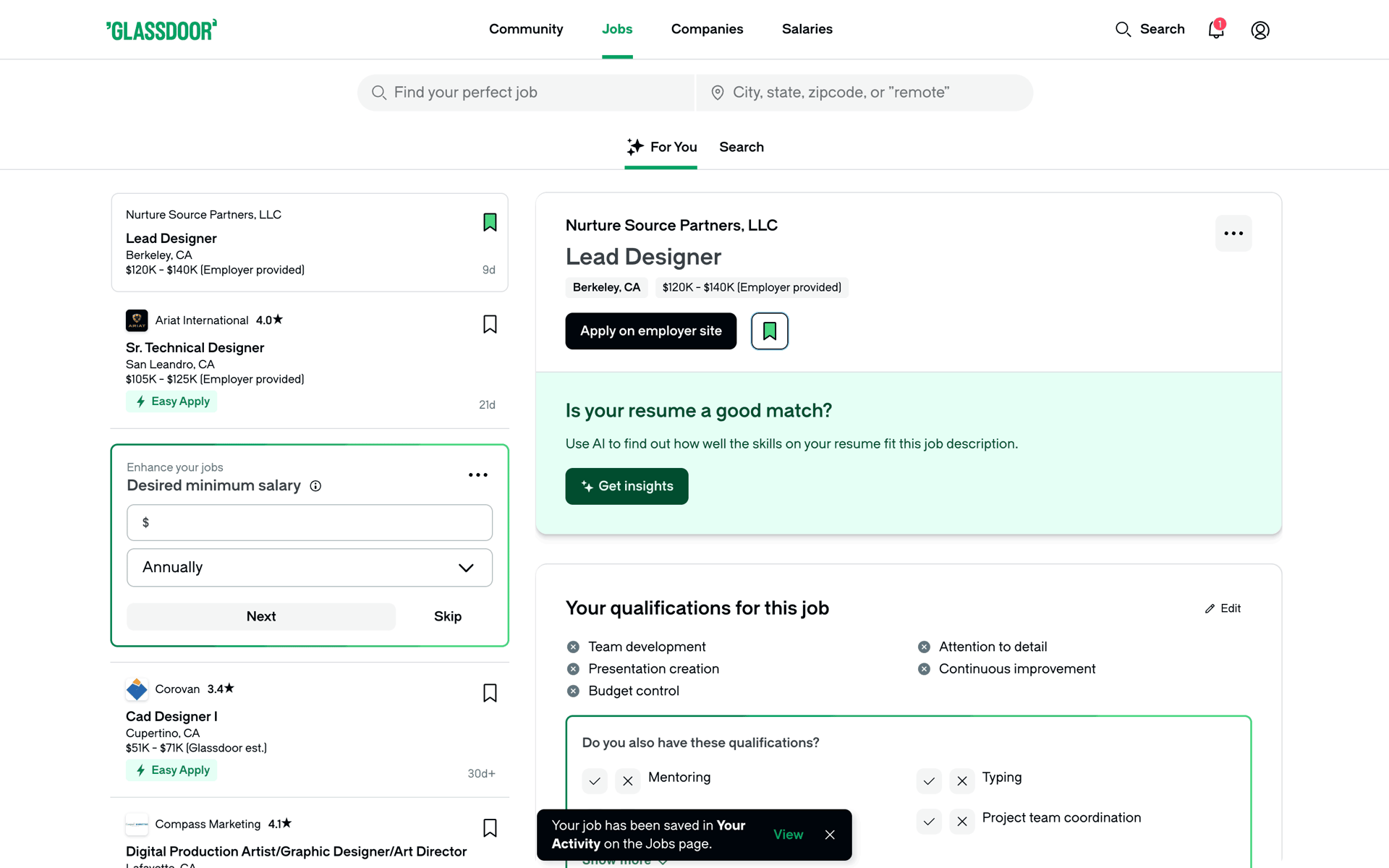Glassdoor Web Business interface screenshot 4