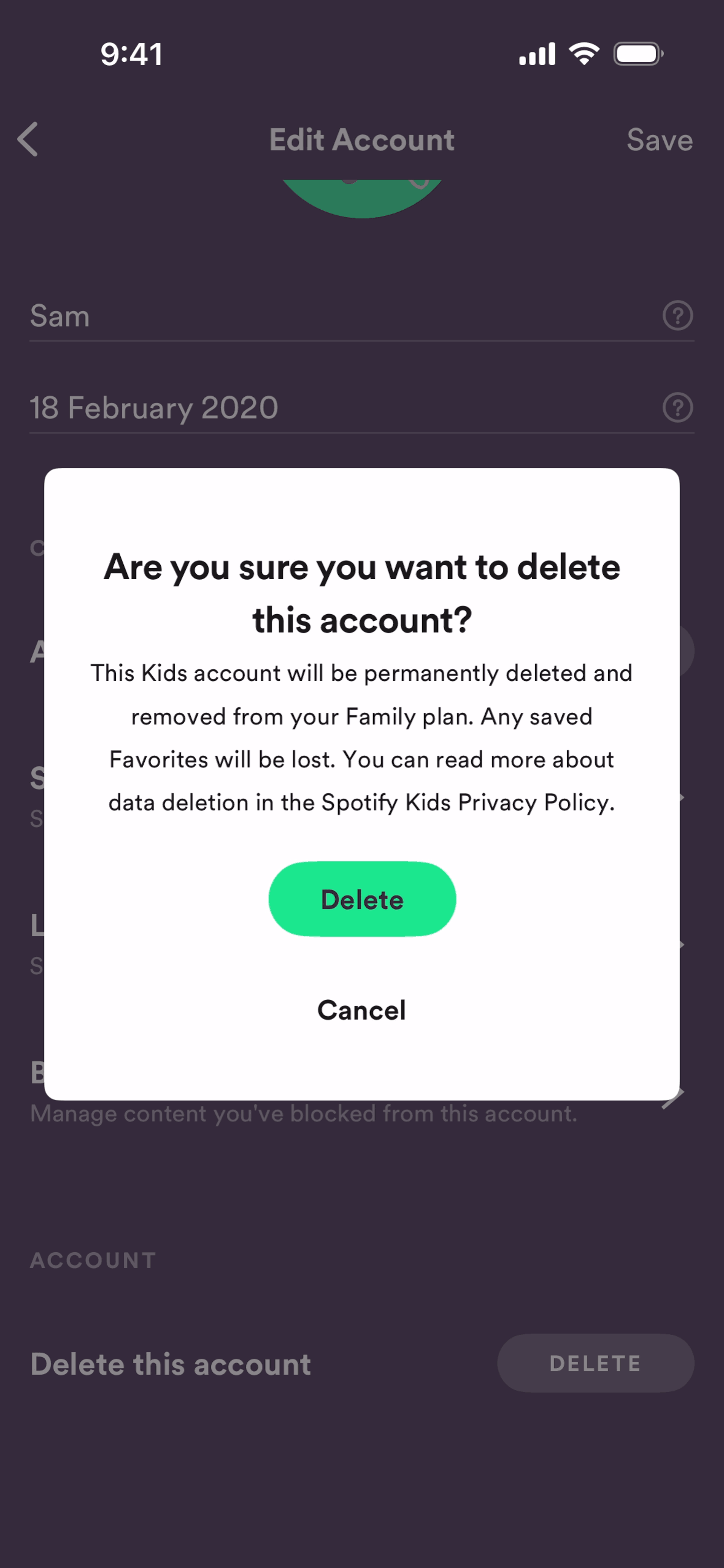 Spotify Kids iOS Music & Audio interface screenshot 18