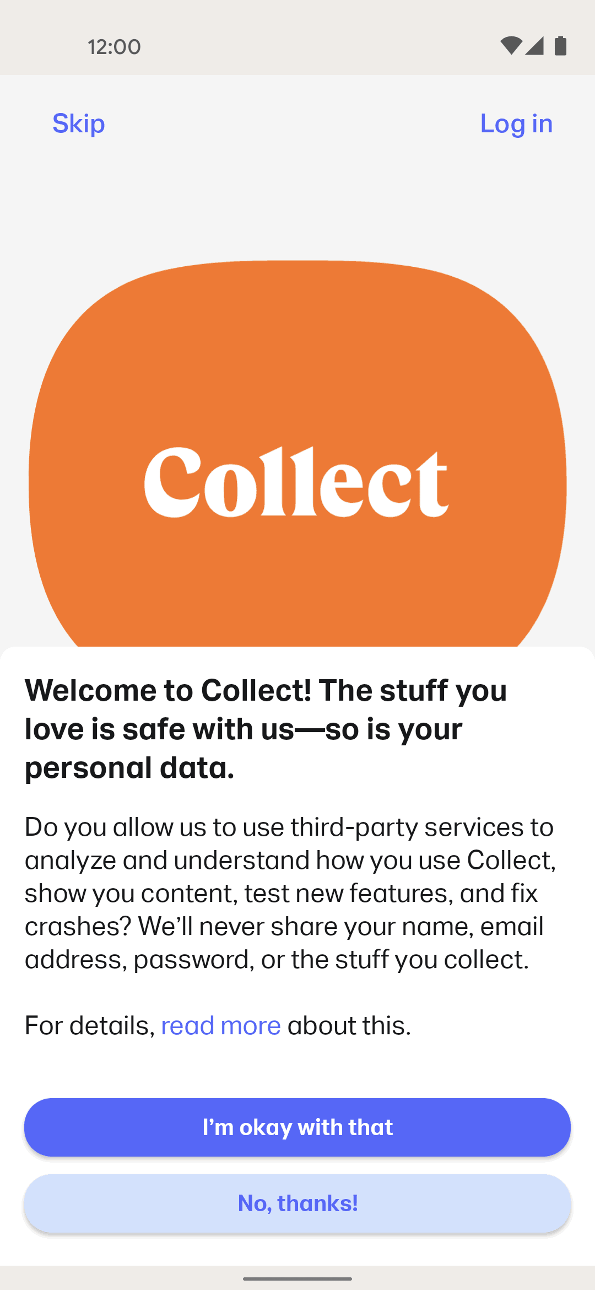 Collect Android Productivity interface screenshot 1