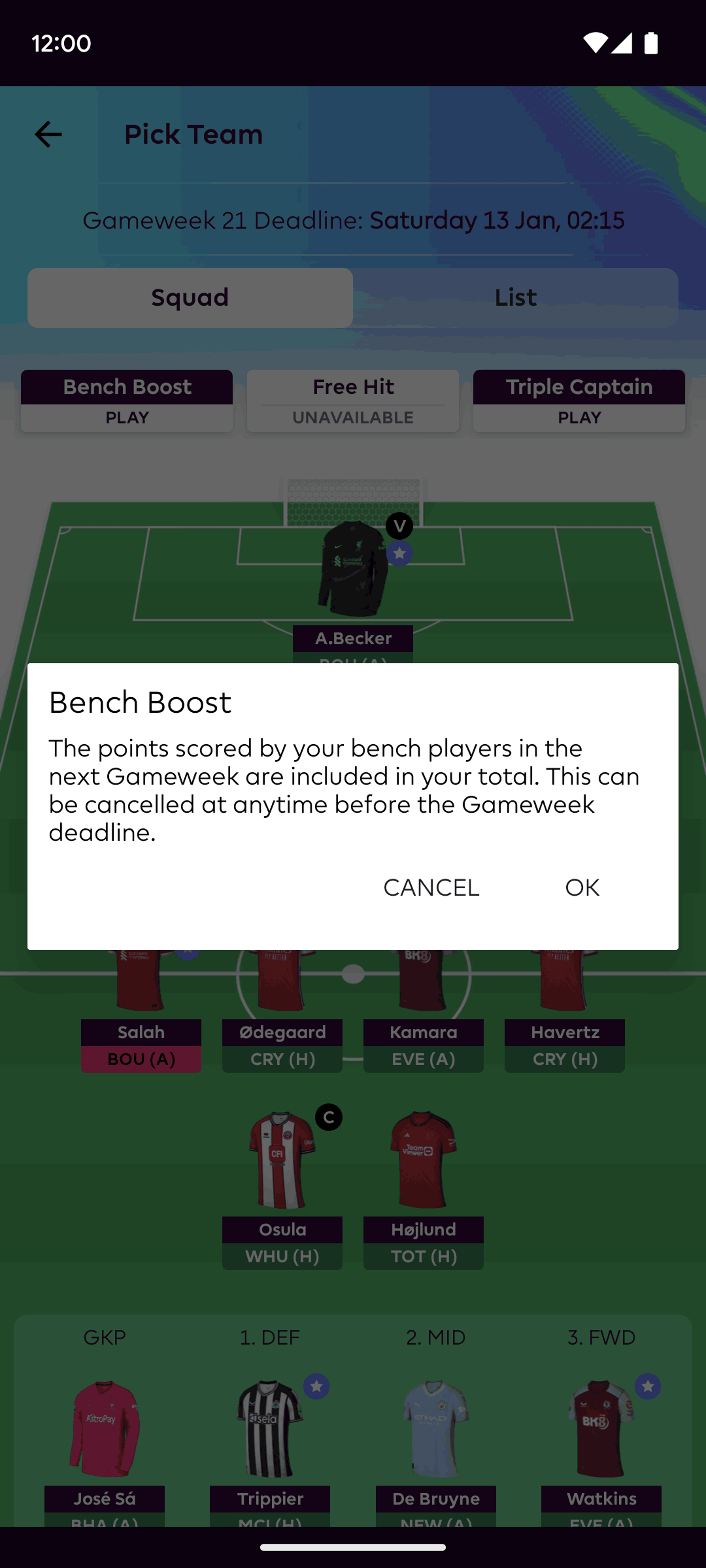Premier League Android Sports interface screenshot 4