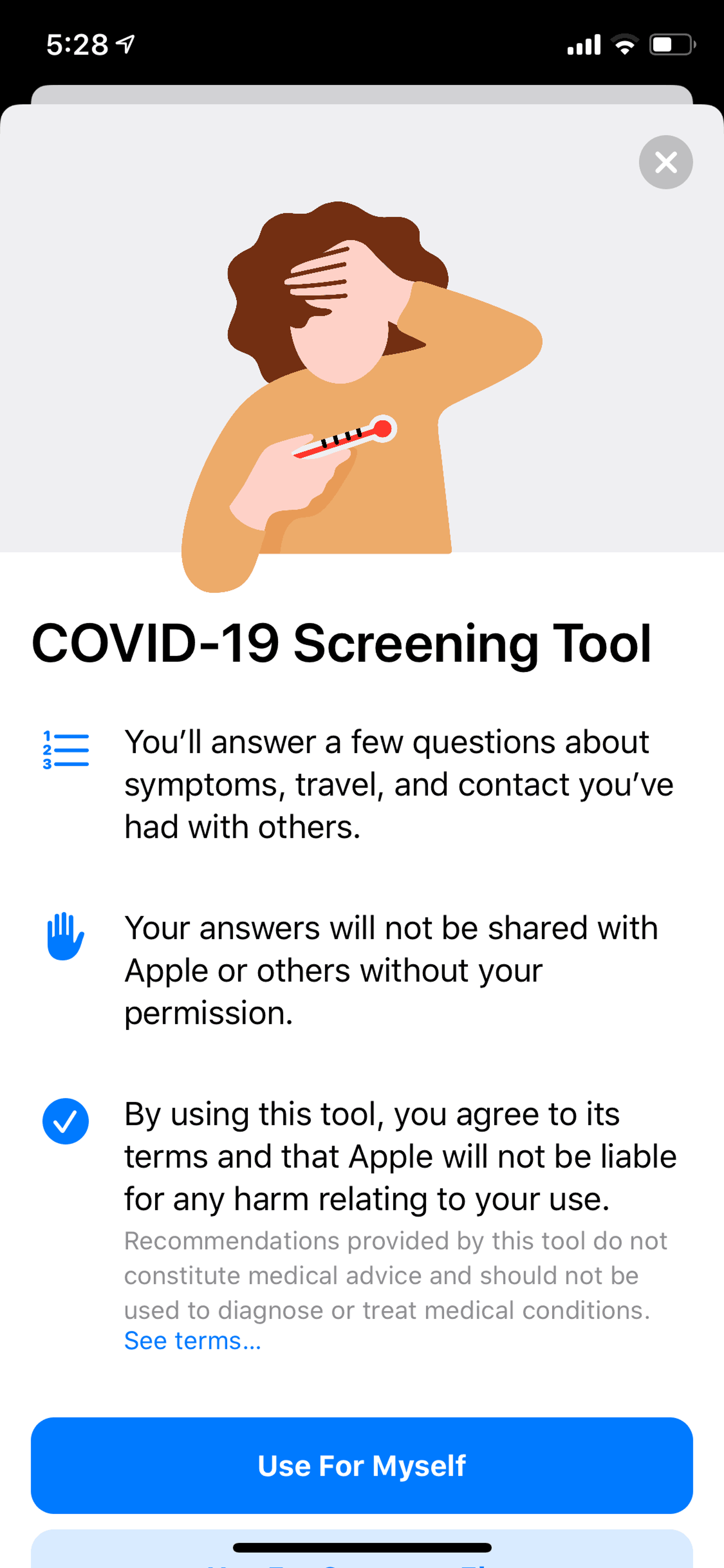 Apple COVID 19 iOS Health & Fitness interface screenshot 2