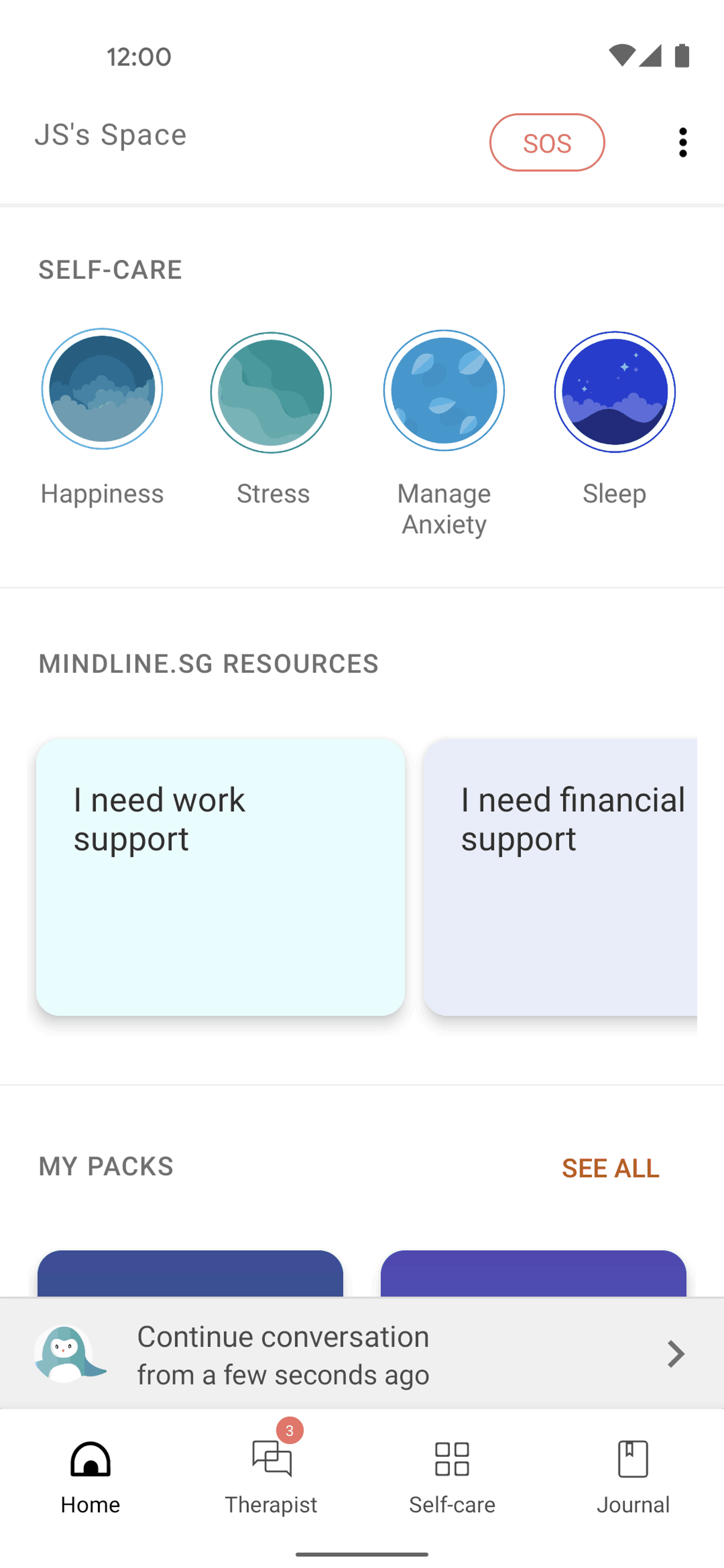 Wysa Android AI interface screenshot 2