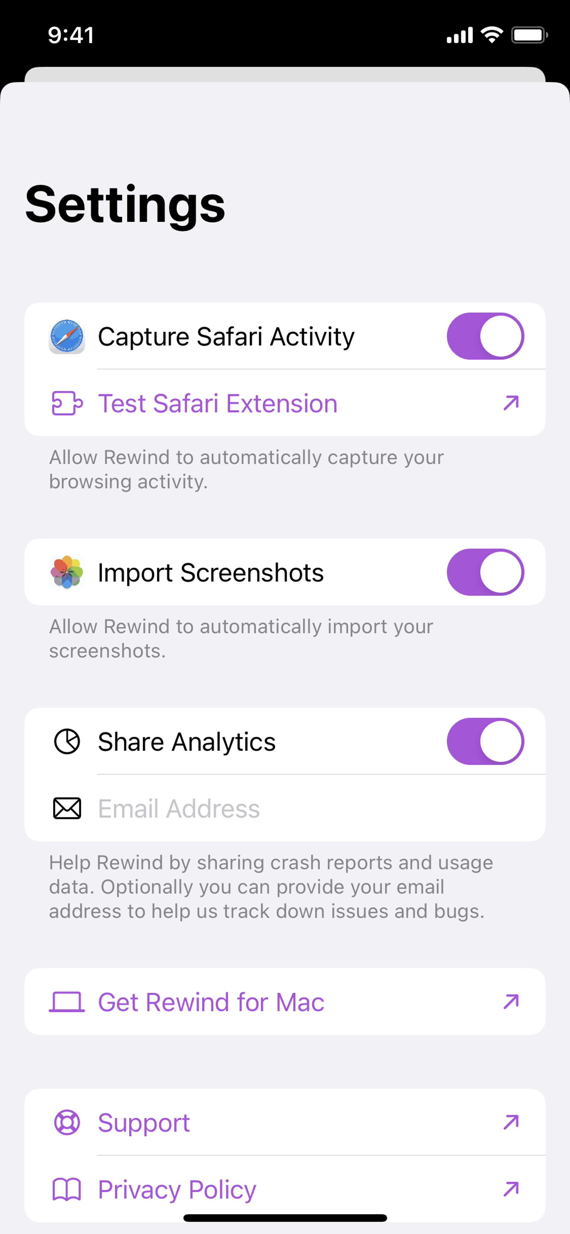 Rewind iOS AI interface screenshot 7