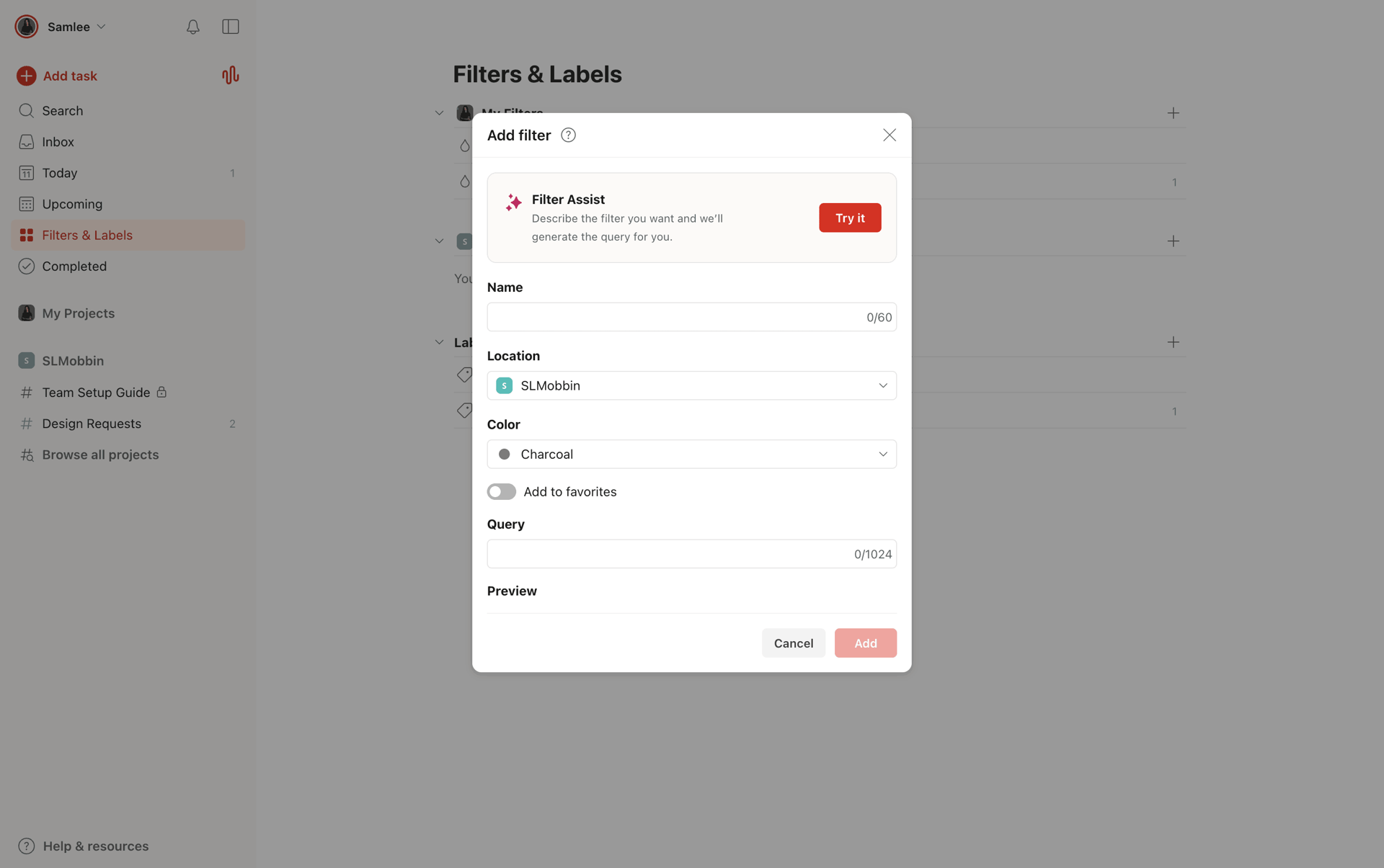 Todoist Web Collaboration interface screenshot 18