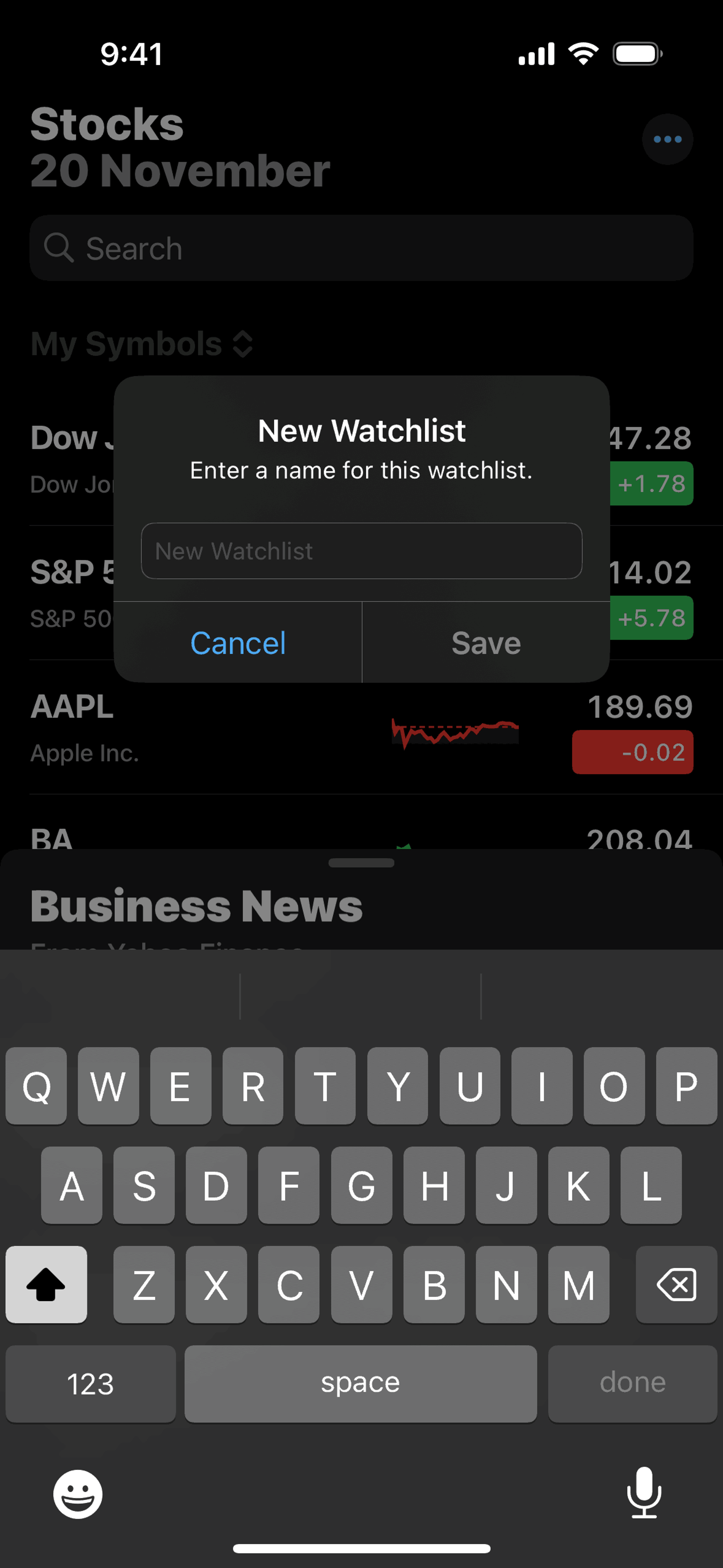 Stocks iOS Finance interface screenshot 17
