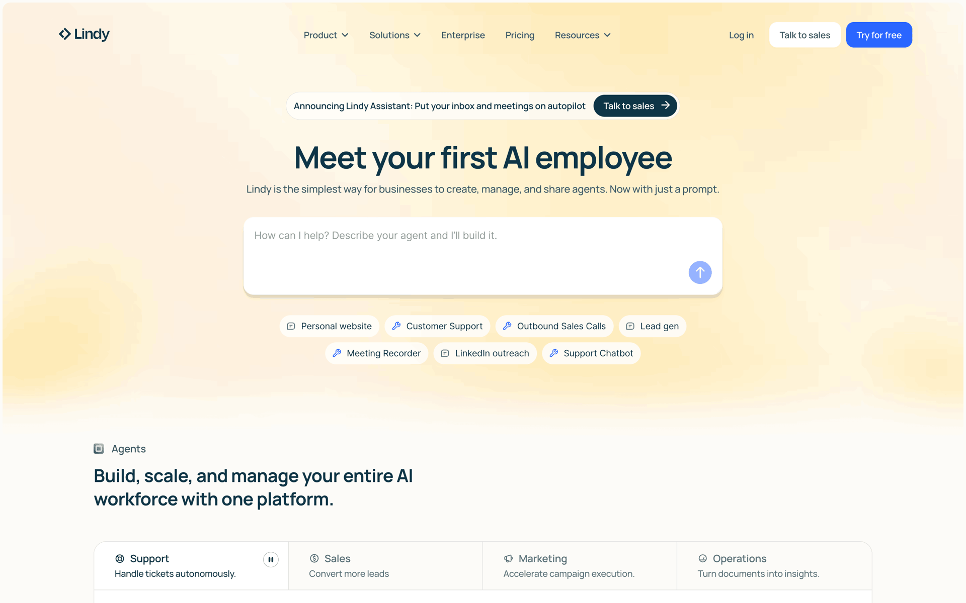 Lindy Web AI interface screenshot 1