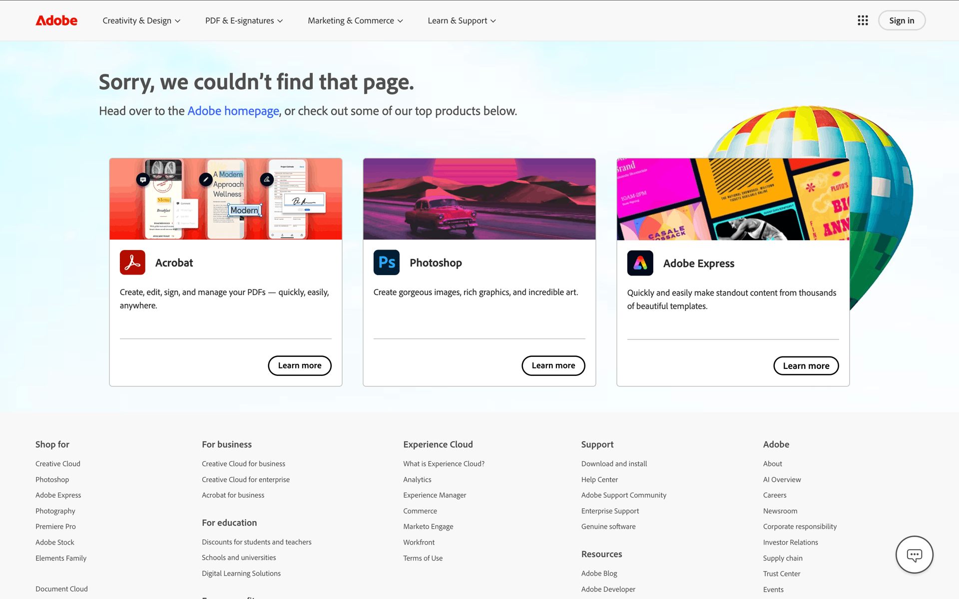 Adobe Web Business interface screenshot 2