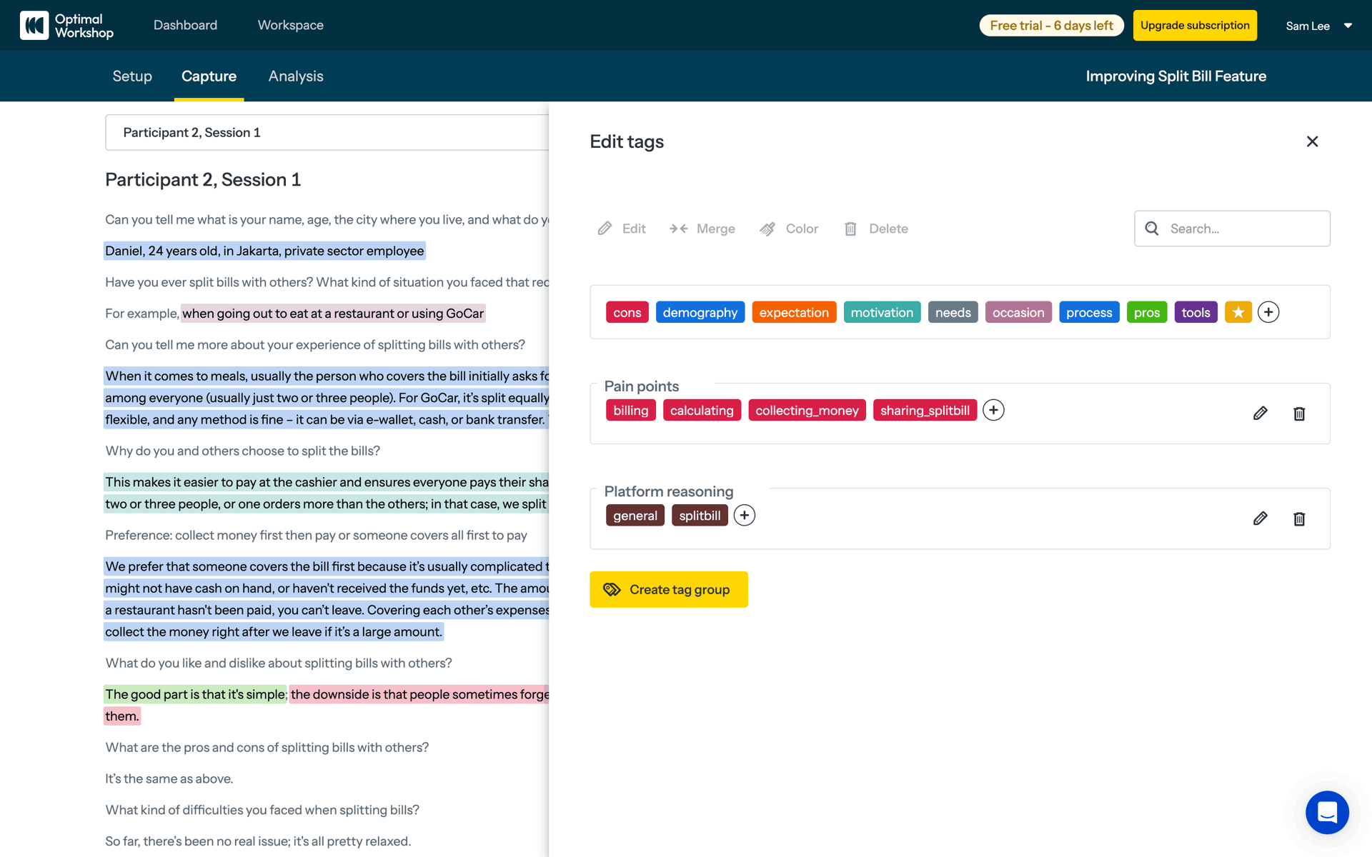 Optimal Workshop Web Business interface screenshot 8