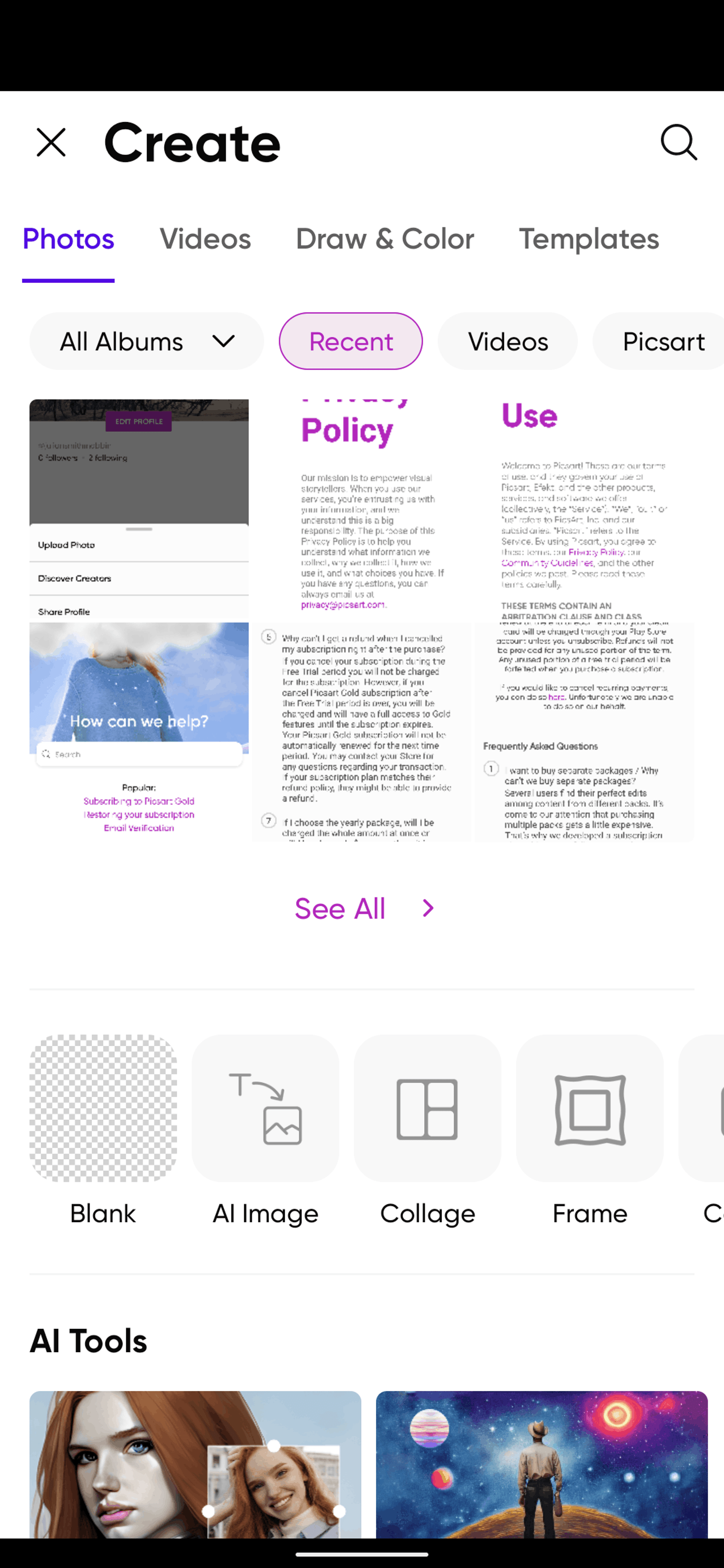 Picsart Android Photo & Video interface screenshot 2