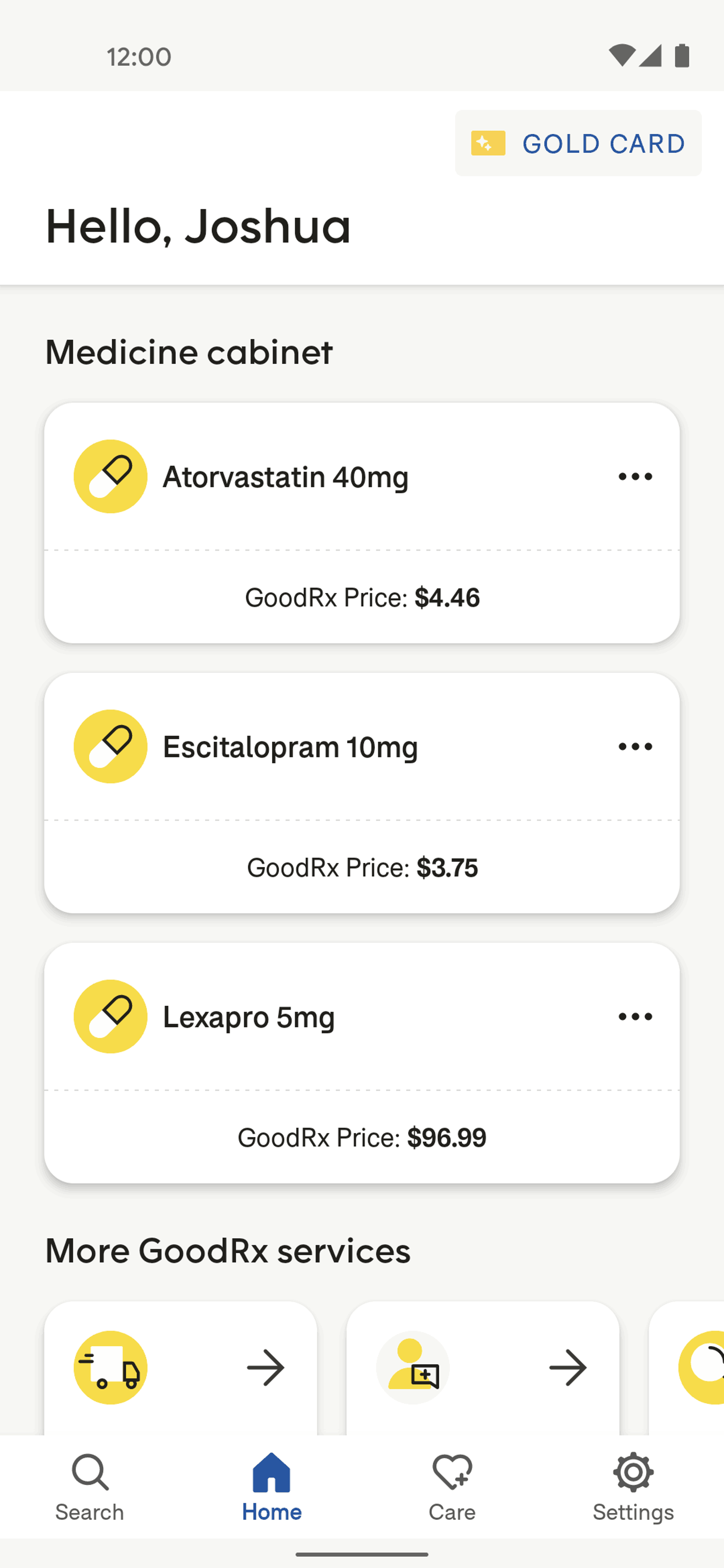 GoodRx Android Medical interface screenshot 2
