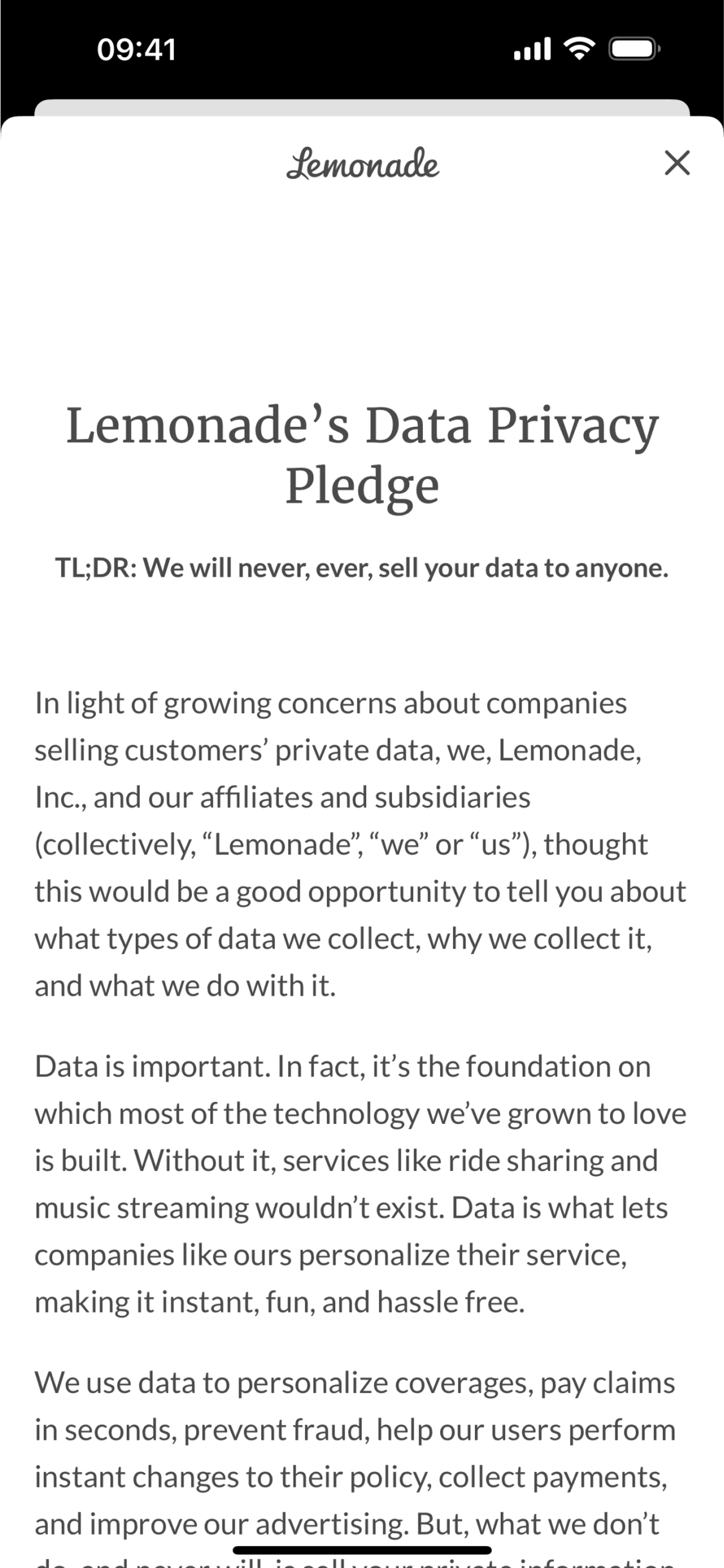 Lemonade Insurance iOS Finance interface screenshot 24