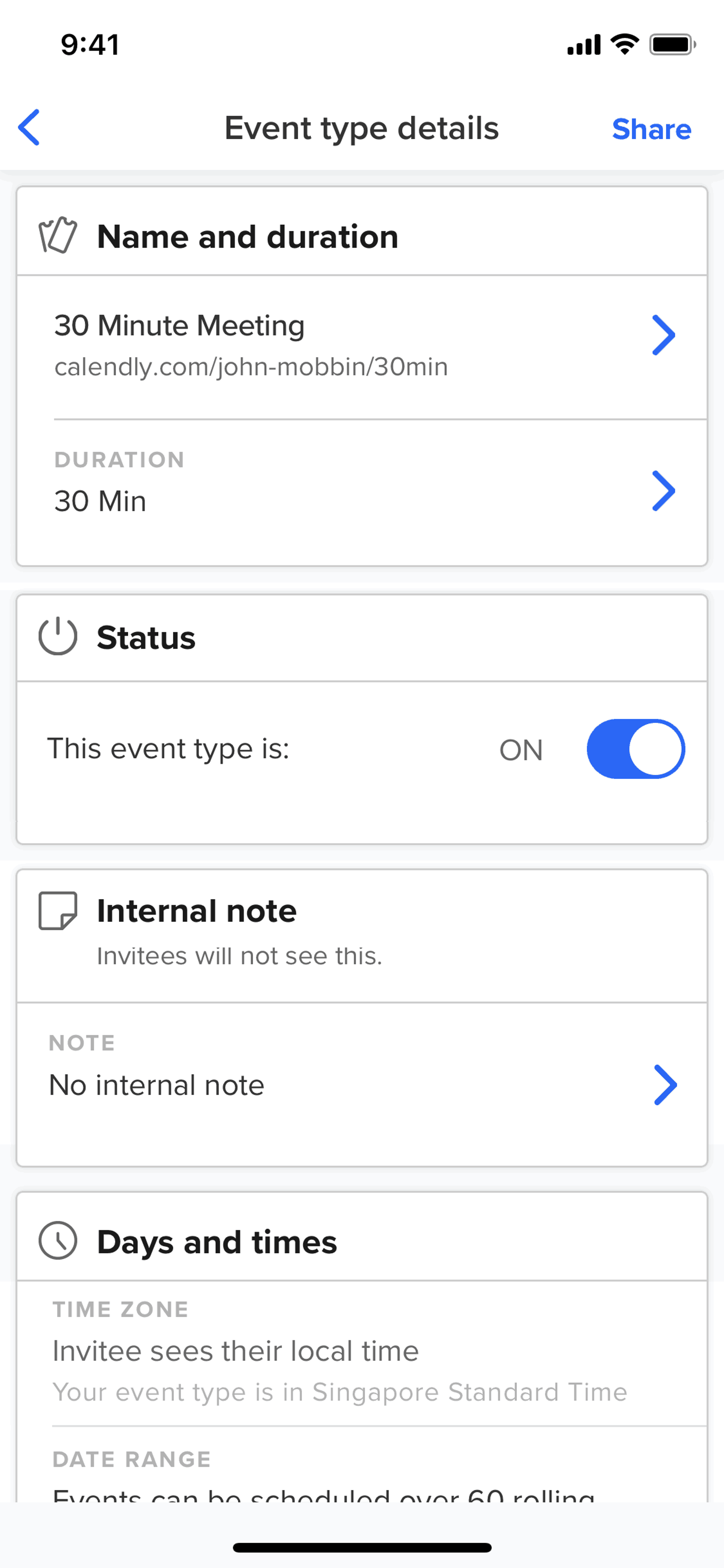 Calendly iOS Business interface screenshot 15