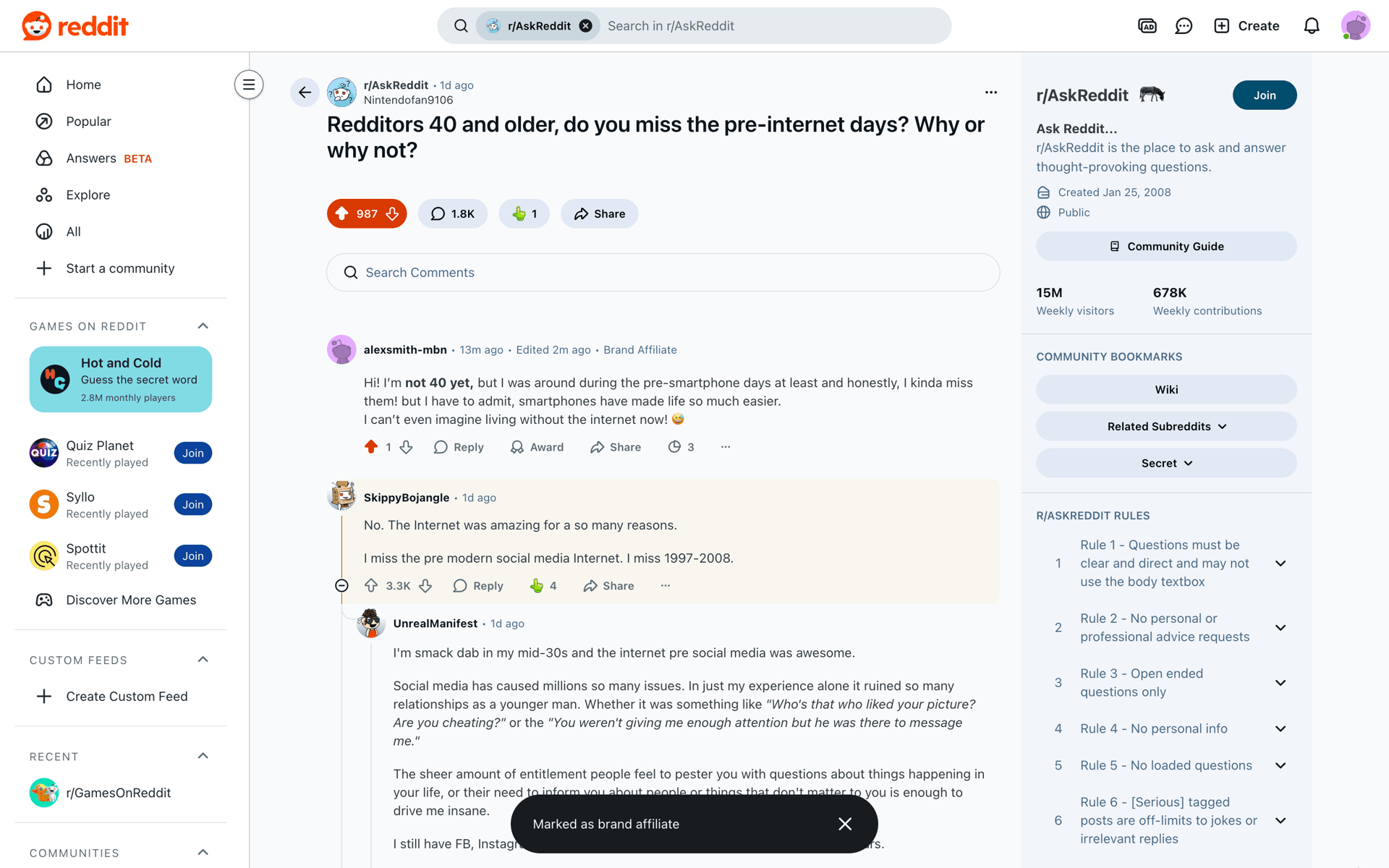 Reddit Web Social Networking interface screenshot 15