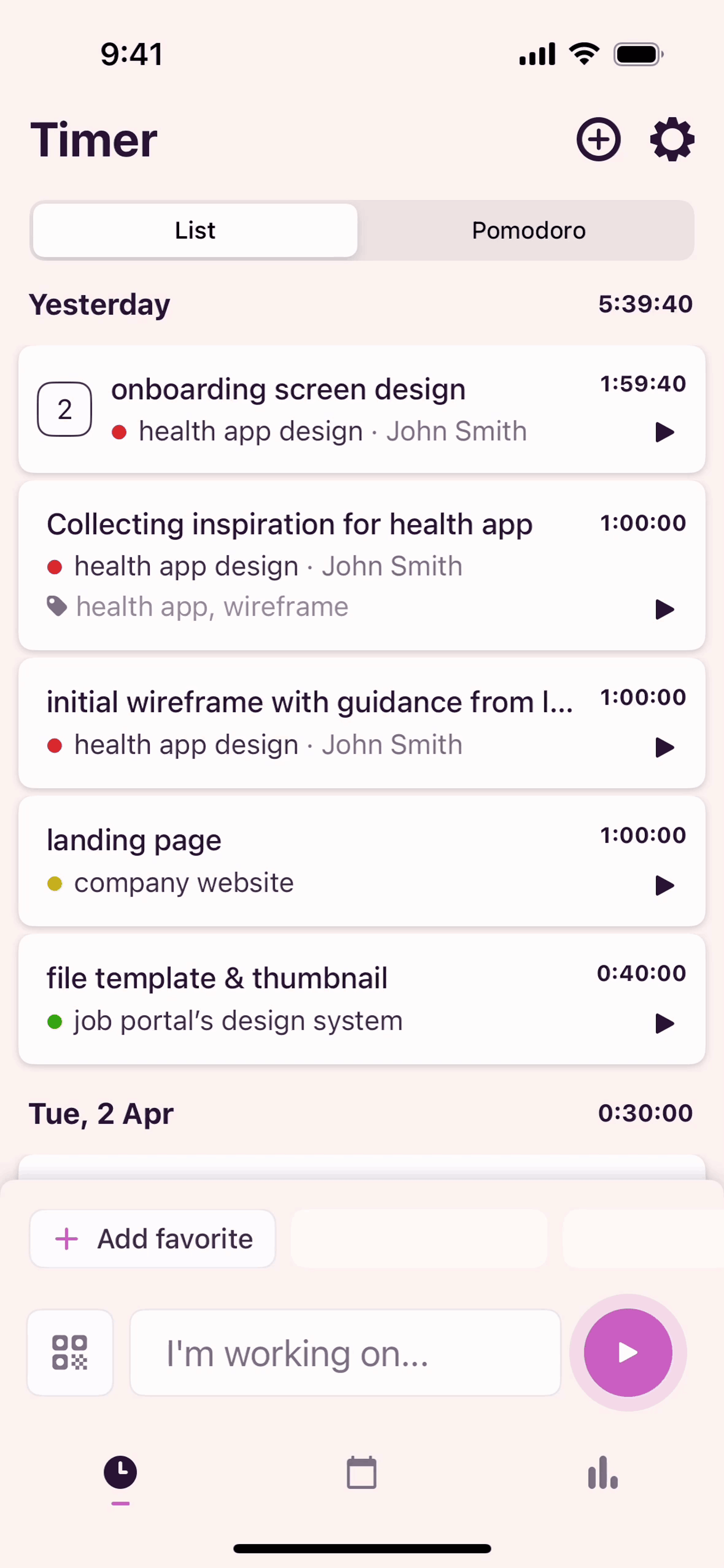 Toggl Track iOS Business interface screenshot 3