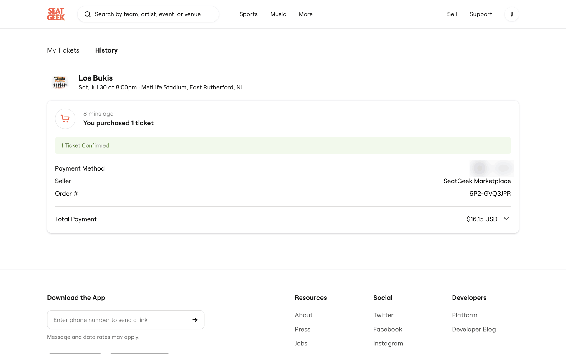 SeatGeek Web Entertainment interface screenshot 21
