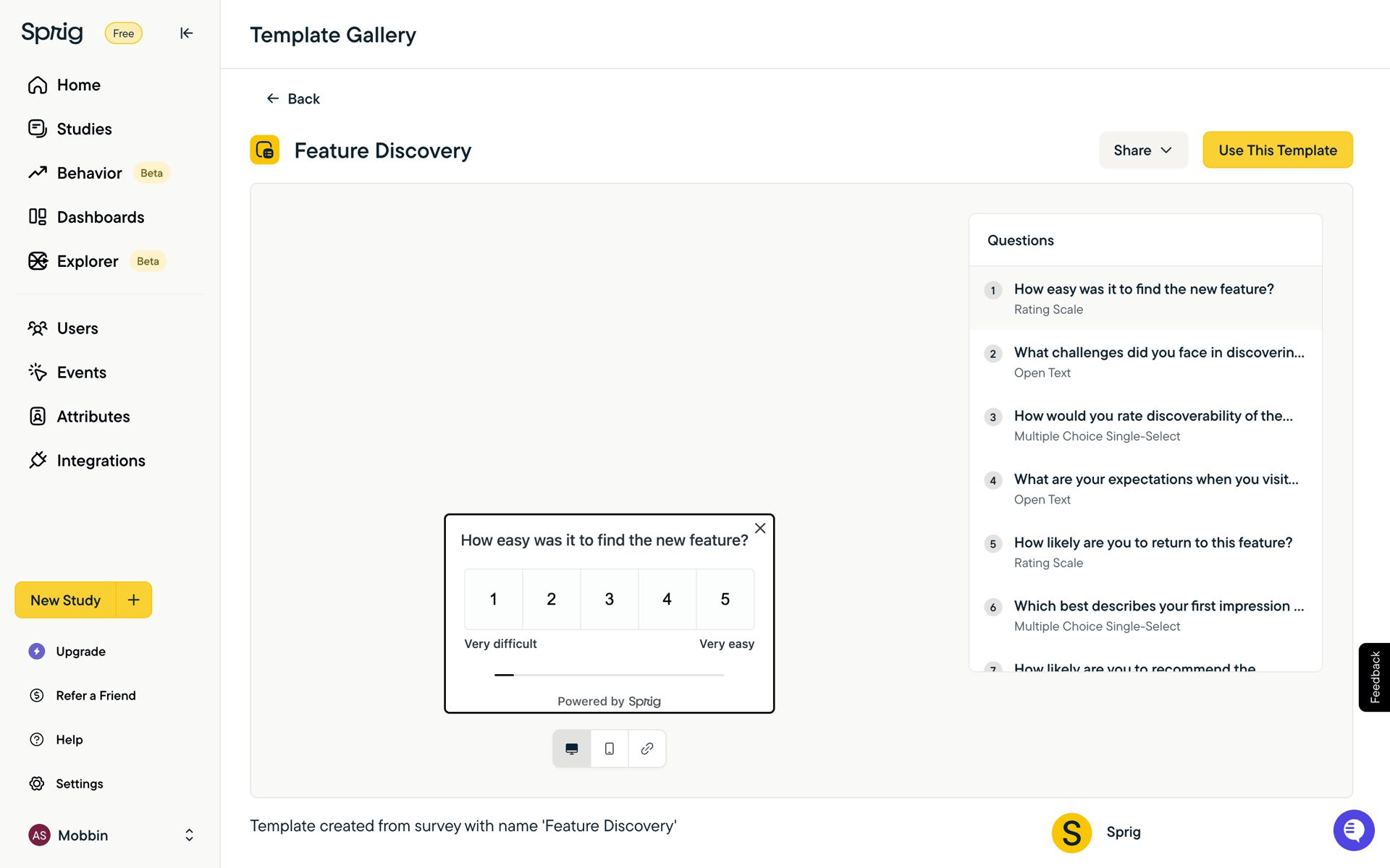Sprig Web Business interface screenshot 9