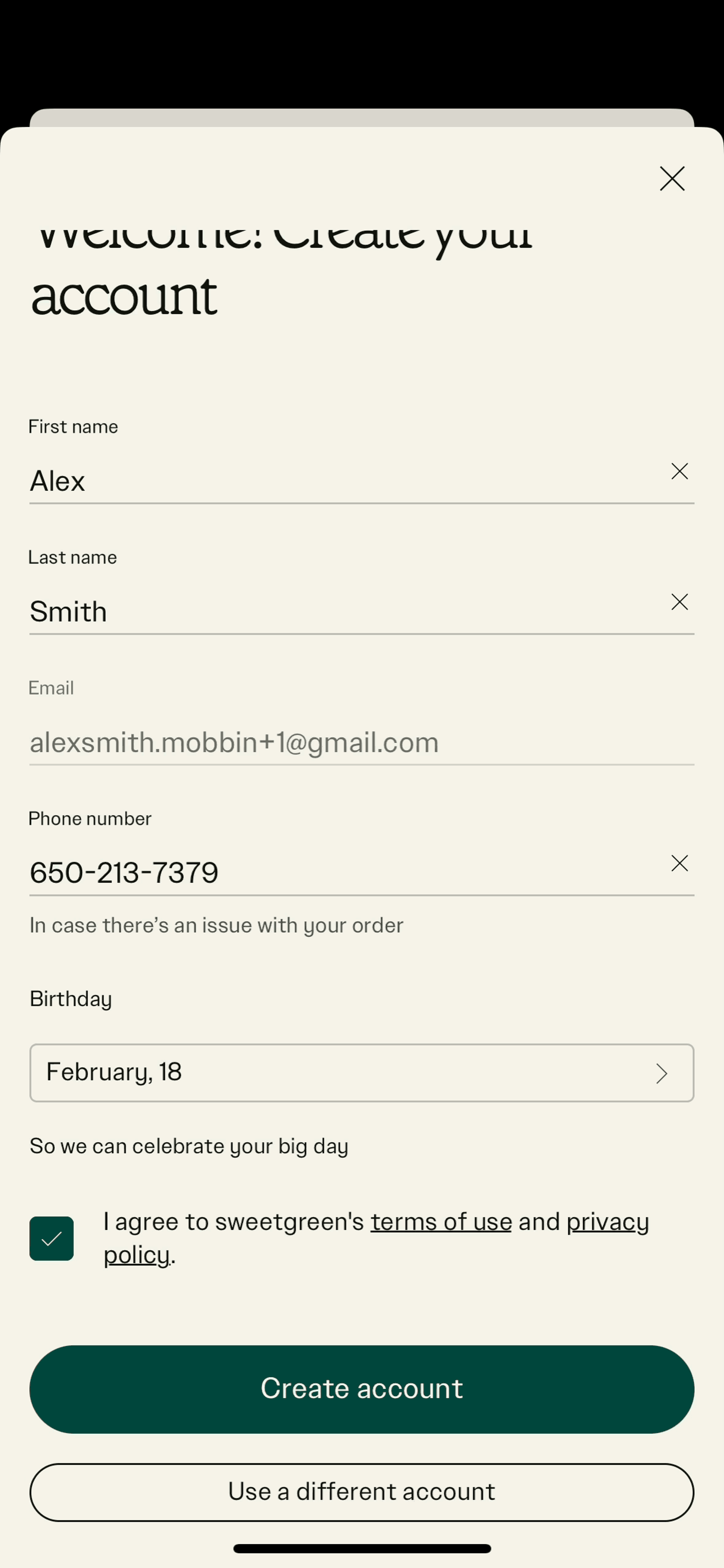 sweetgreen iOS Food & Drink interface screenshot 17