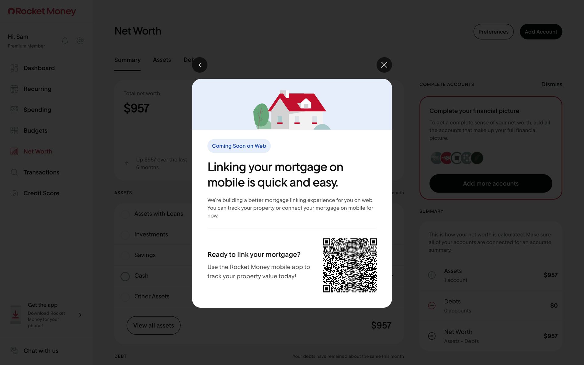 Rocket Money Web Finance interface screenshot 9