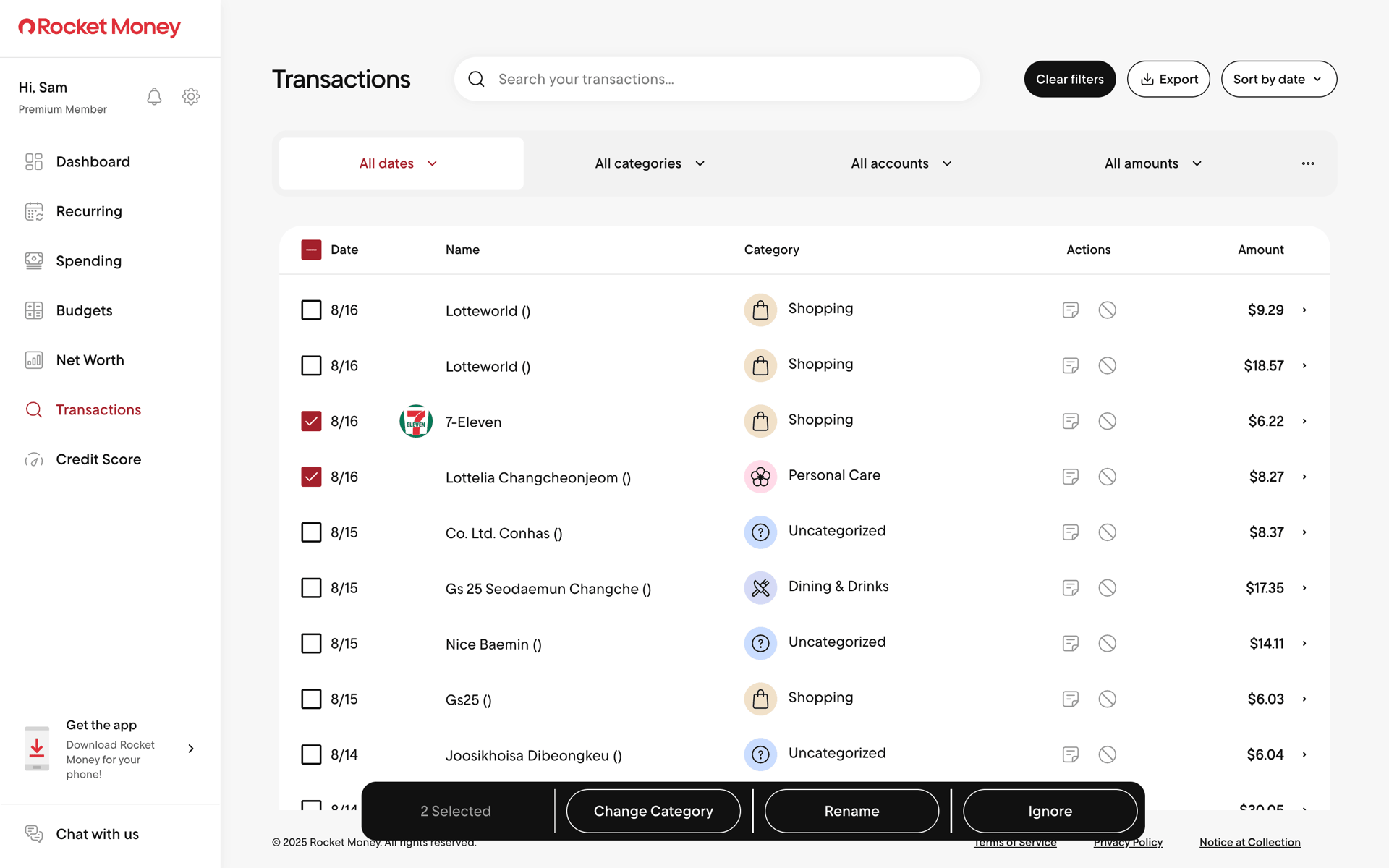 Rocket Money Web Finance interface screenshot 16