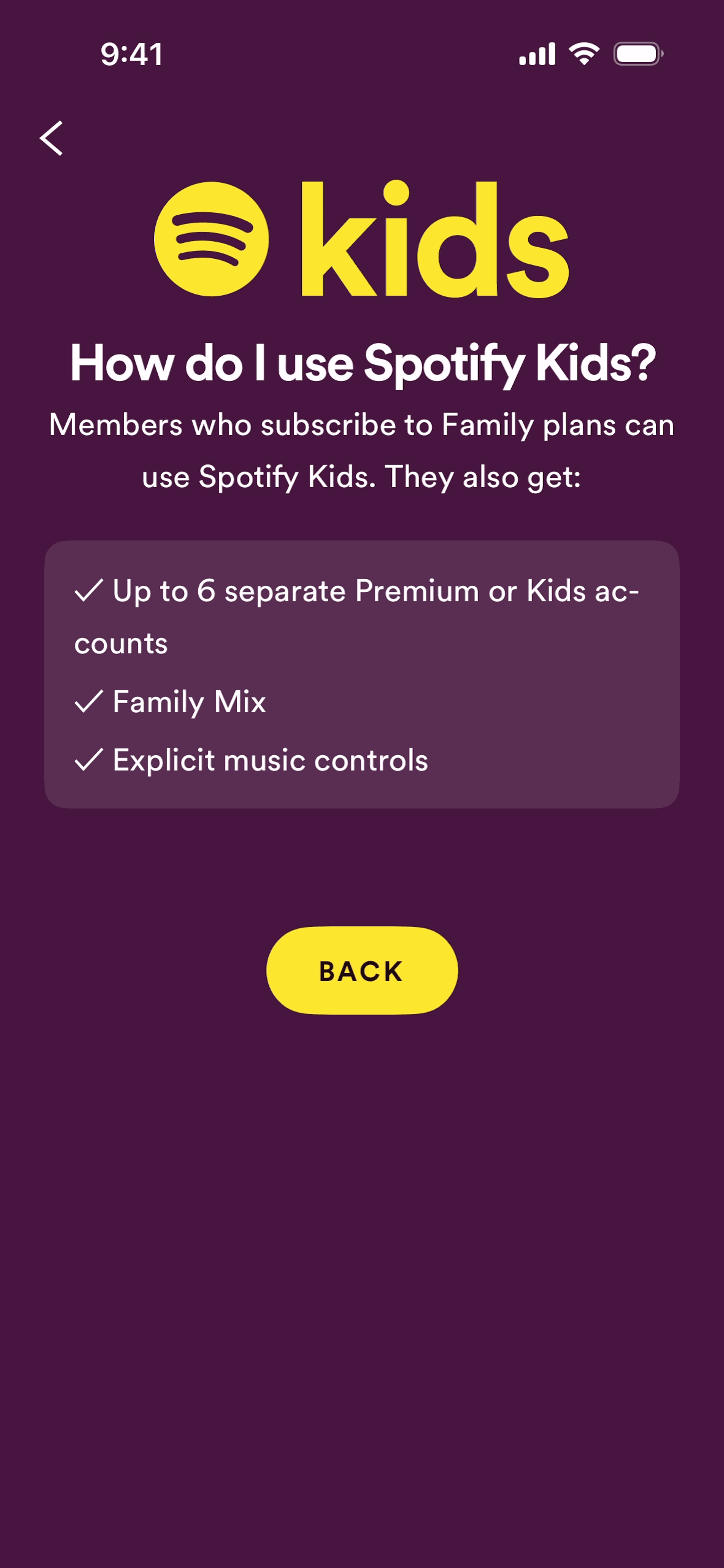Spotify Kids iOS Music & Audio interface screenshot 7