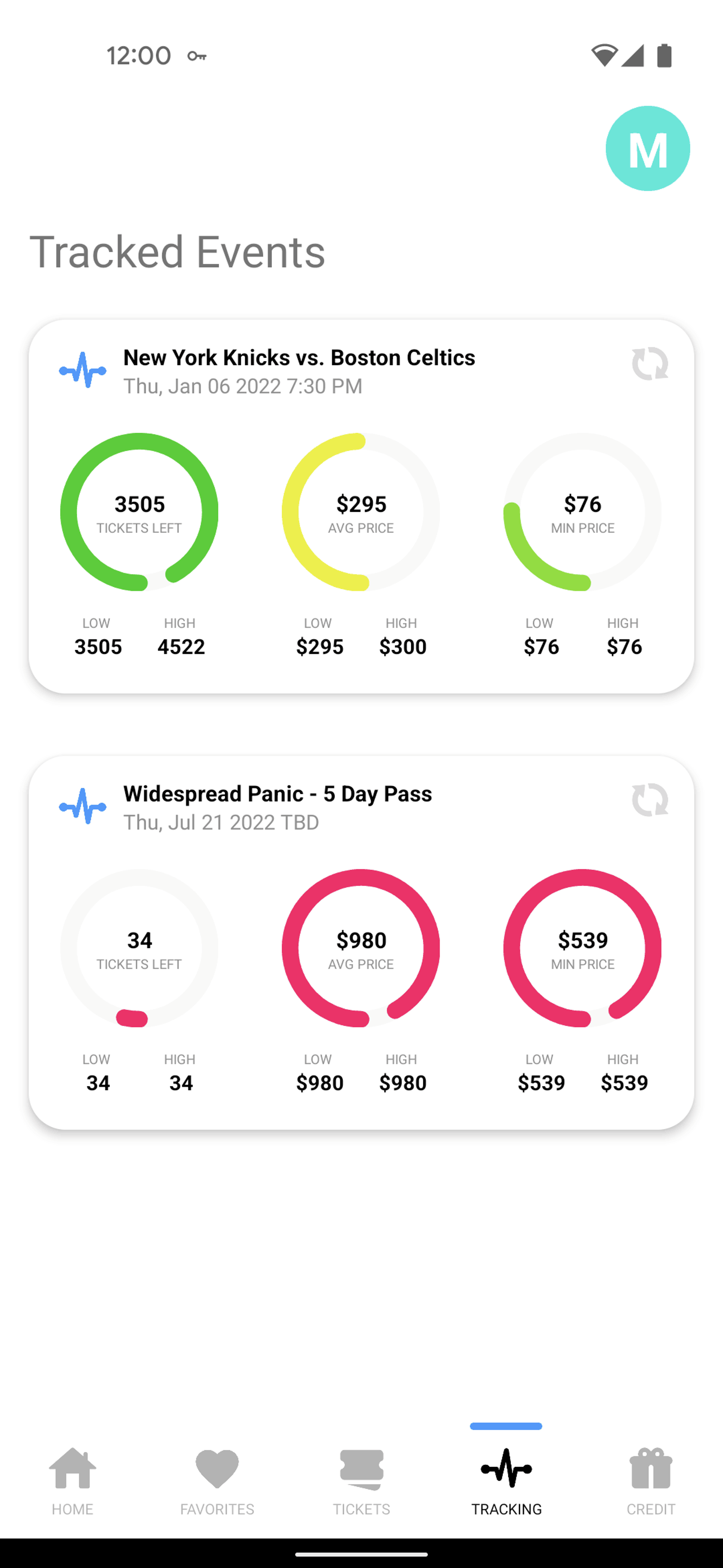 TickPick Android Entertainment interface screenshot 21