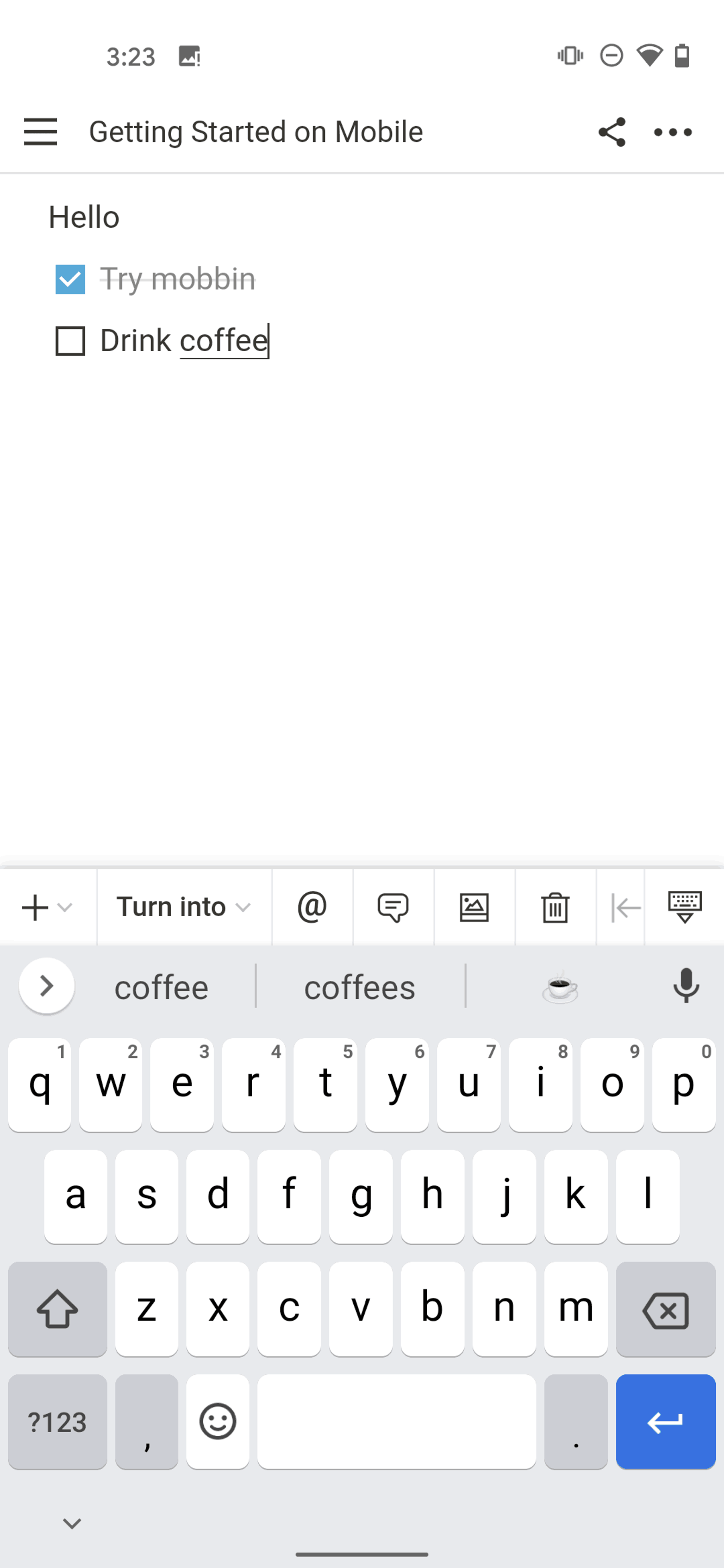 Notion Android Collaboration interface screenshot 21