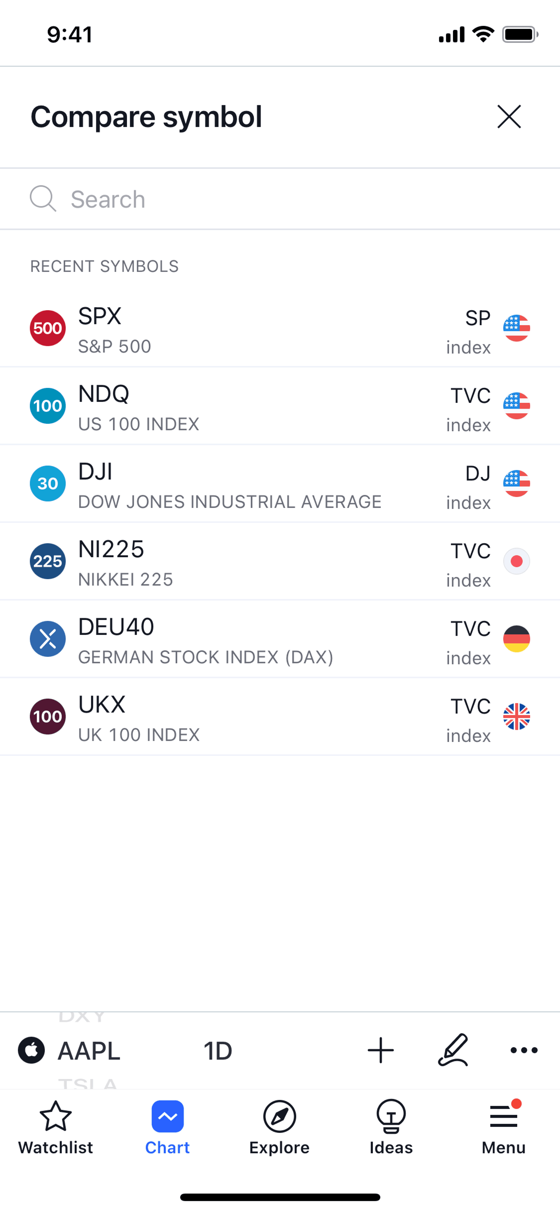 TradingView iOS Finance interface screenshot 3