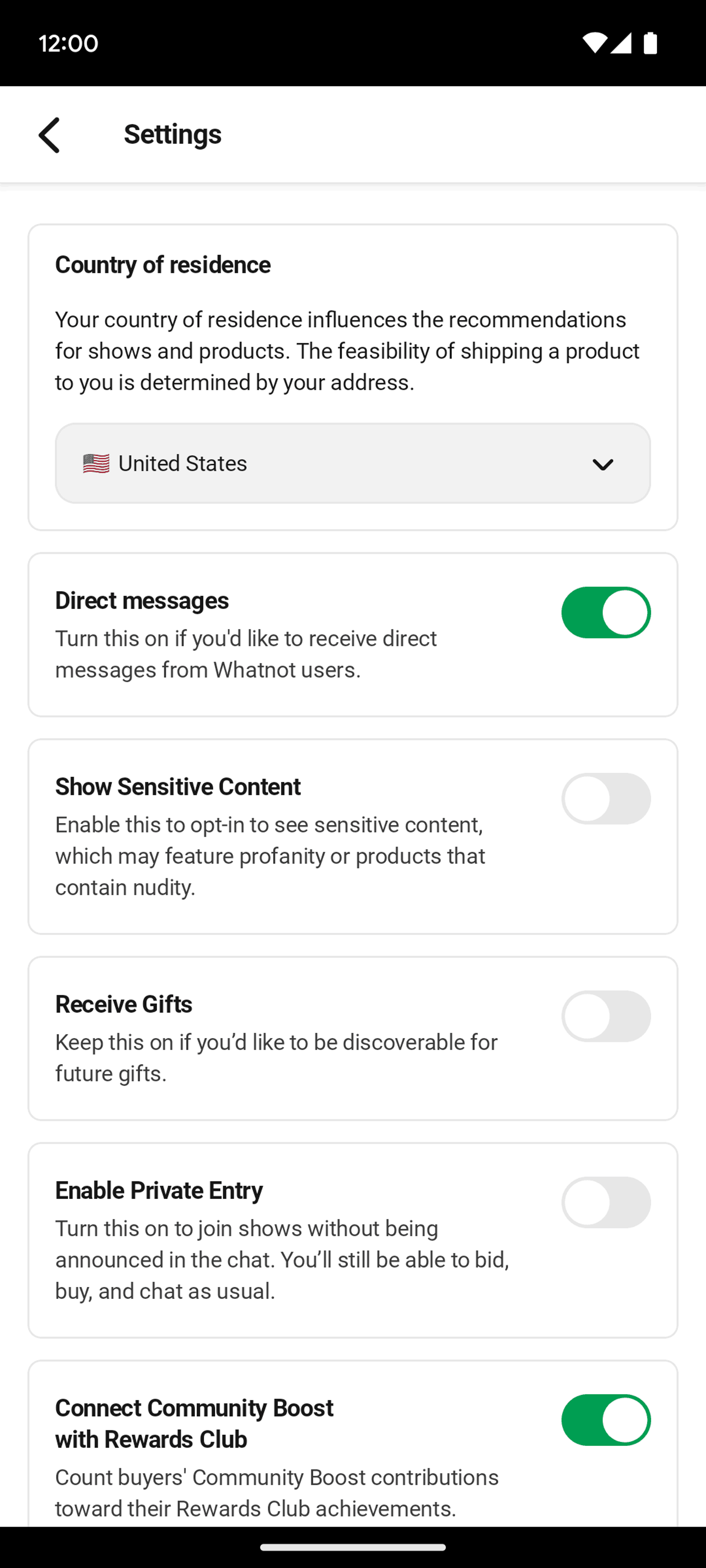 Whatnot Android Shopping interface screenshot 23