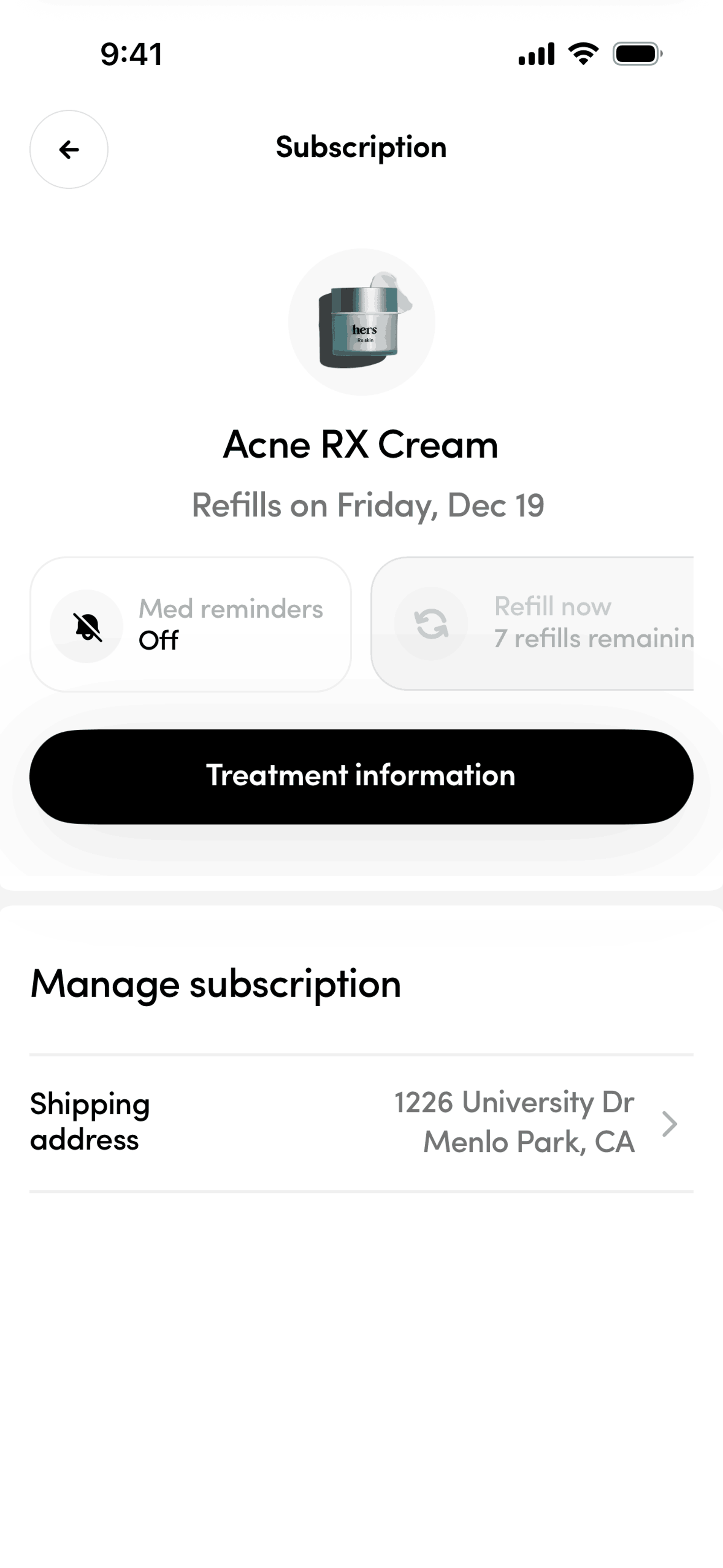 Hers iOS Medical interface screenshot 21