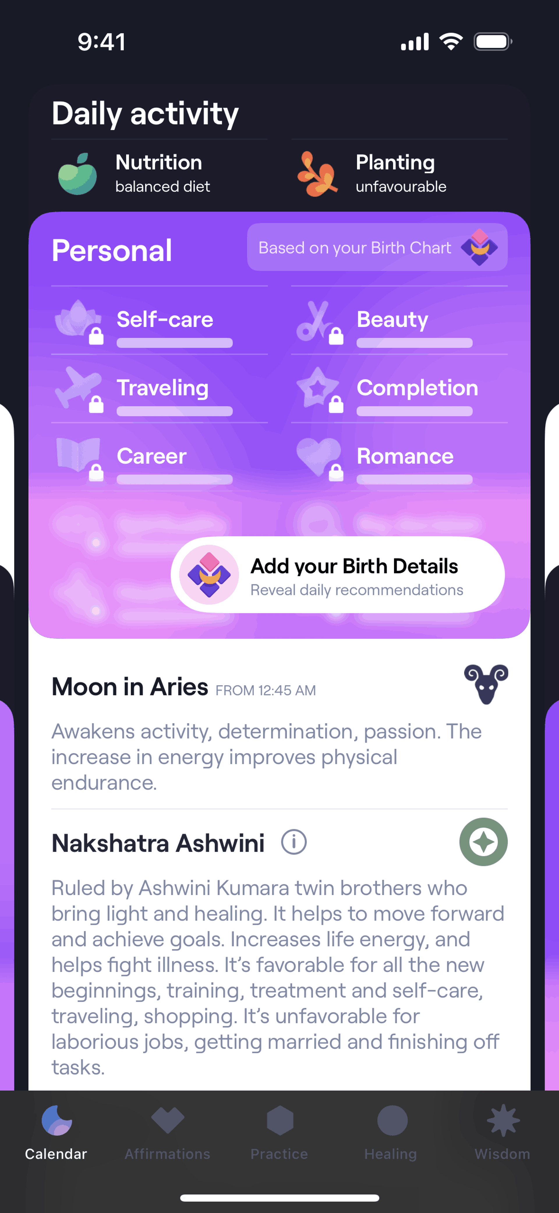 Moonly iOS Lifestyle interface screenshot 4