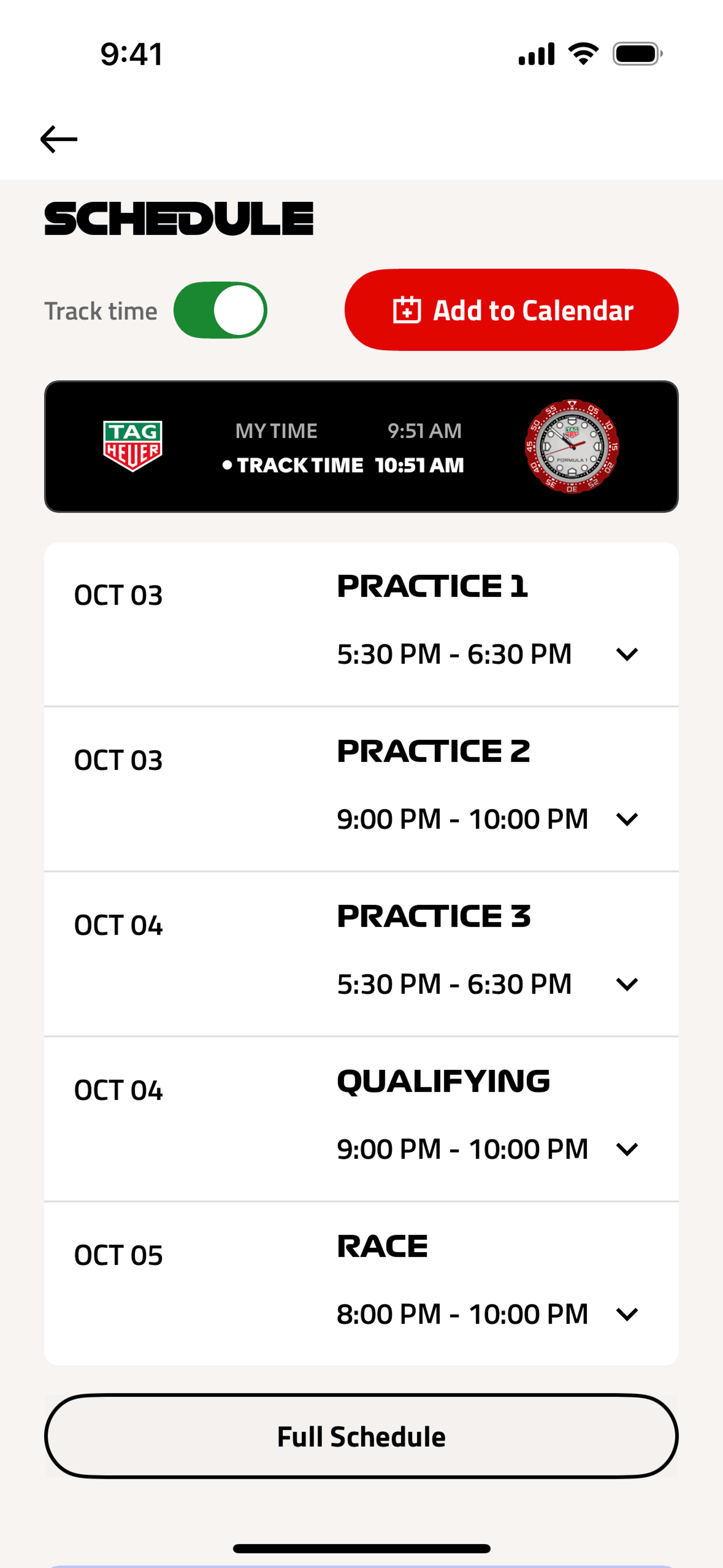 Formula 1® iOS Sports interface screenshot 4