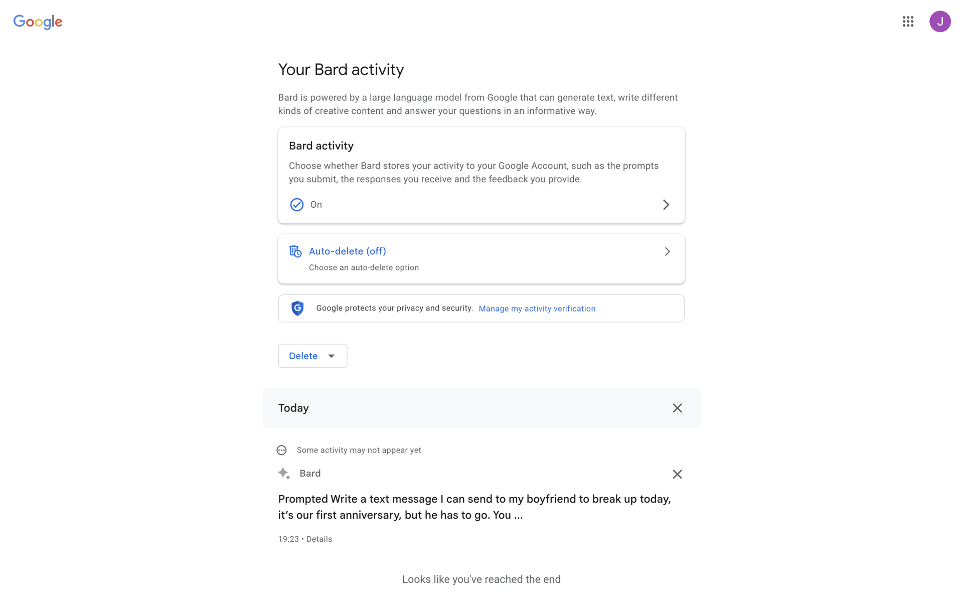 Bard Web AI interface screenshot 6