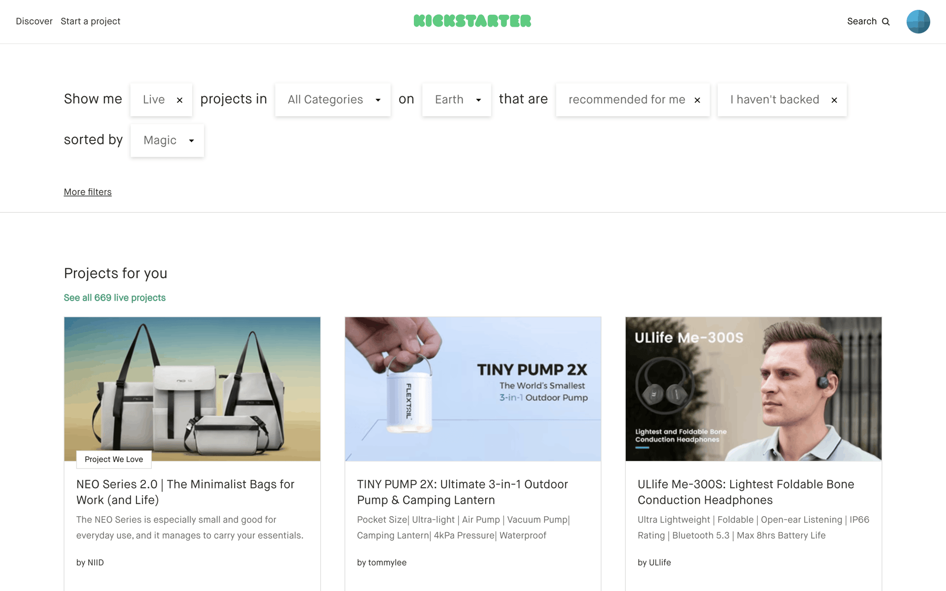 Kickstarter Web Social Networking interface screenshot 21
