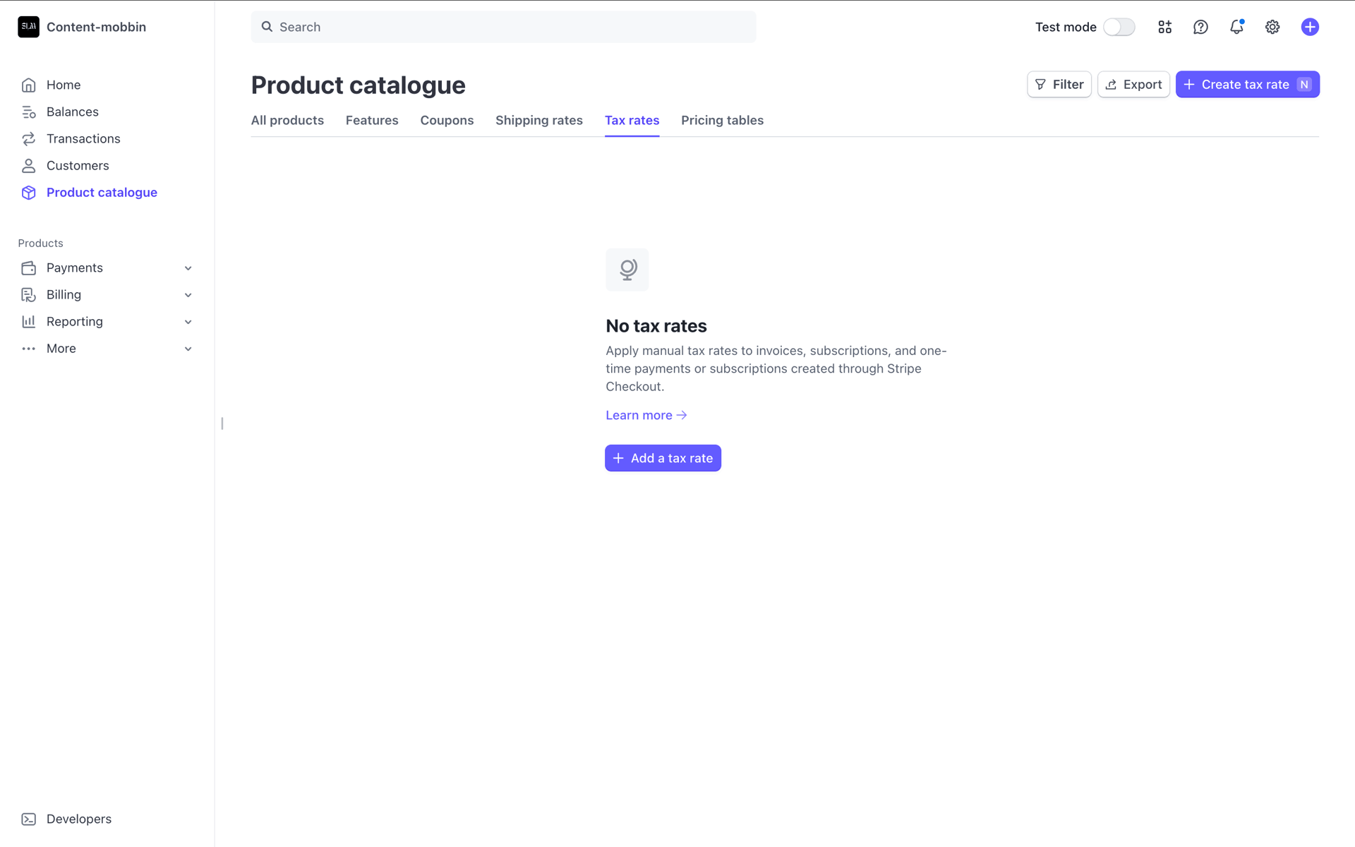 Stripe Web Business interface screenshot 4