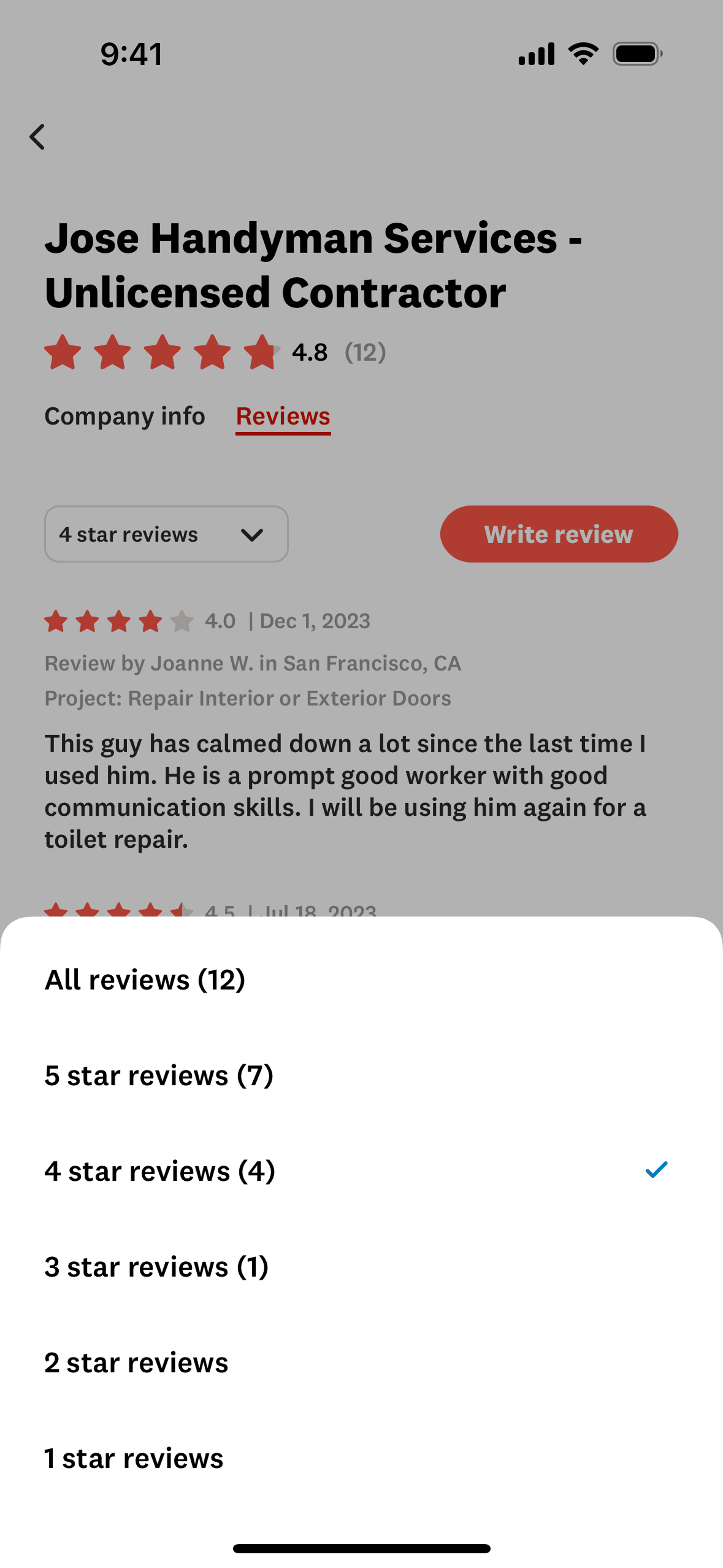 Angi iOS Lifestyle interface screenshot 8
