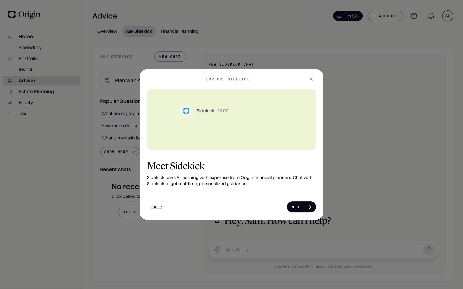 Origin Web Finance interface screenshot 21