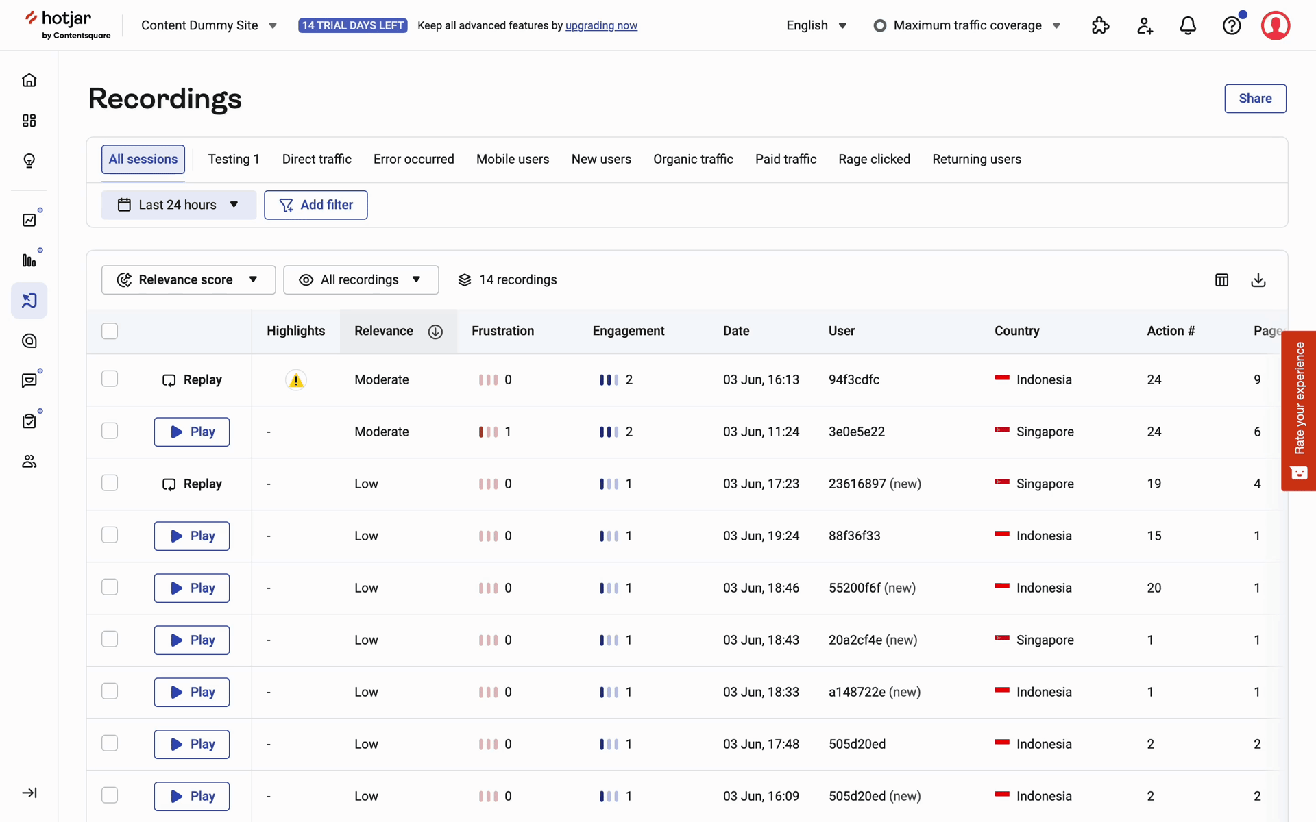 Hotjar Web Business interface screenshot 3