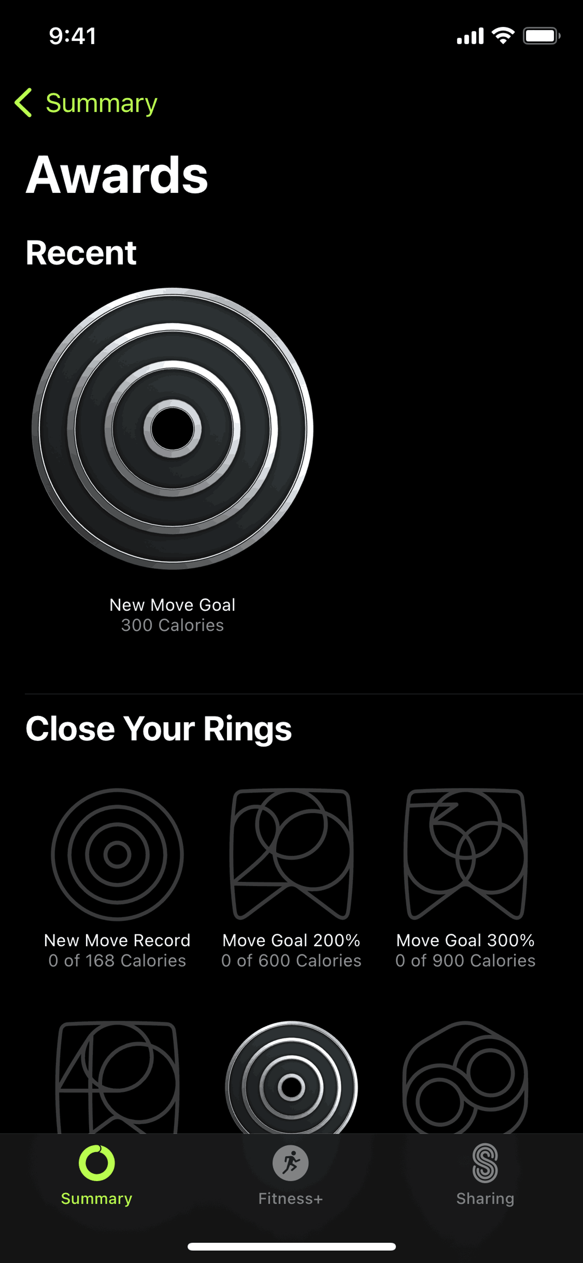 Awards on Apple Fitness (ios) screen 2
