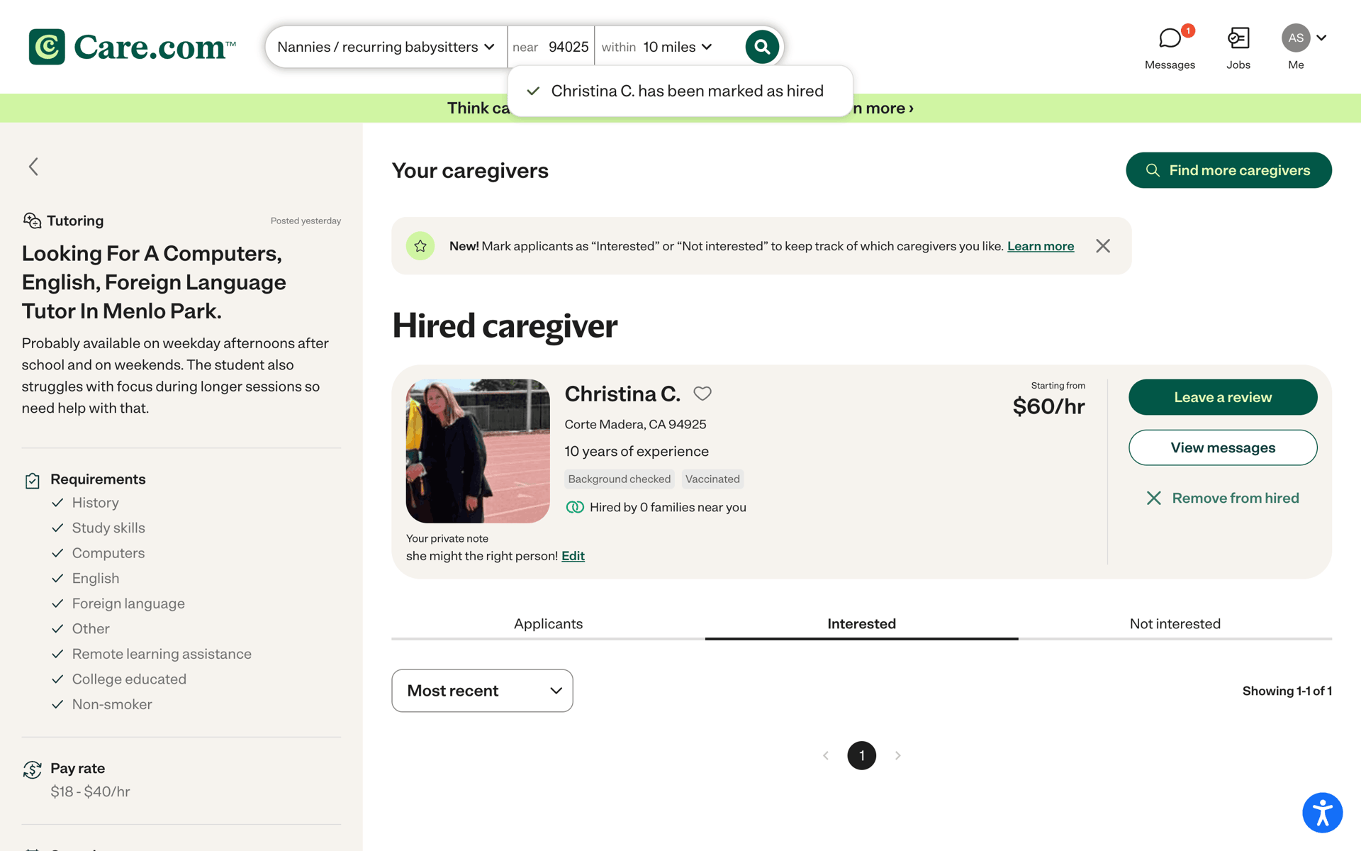 Care.com Web Lifestyle interface screenshot 22