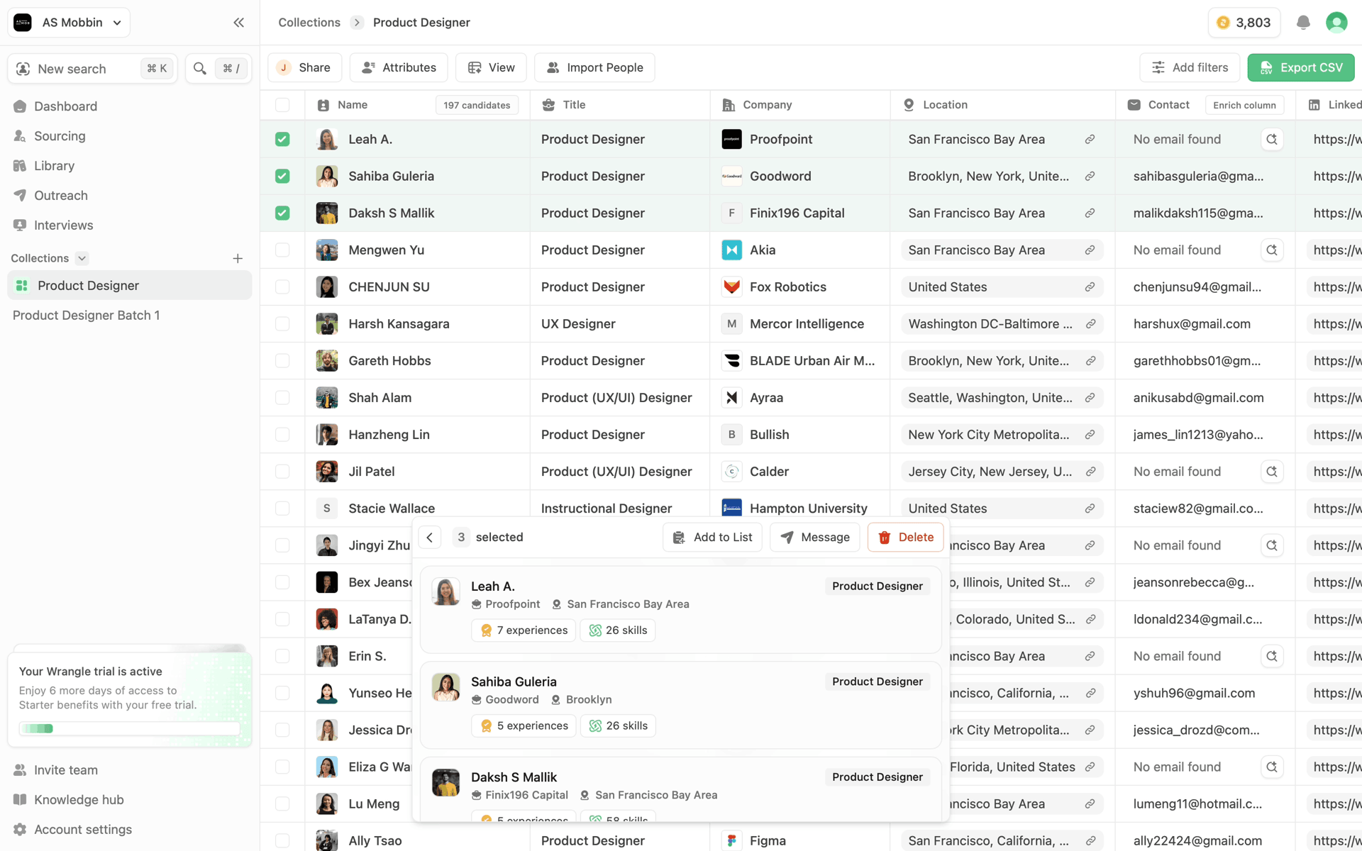 Wrangle Web AI interface screenshot 2